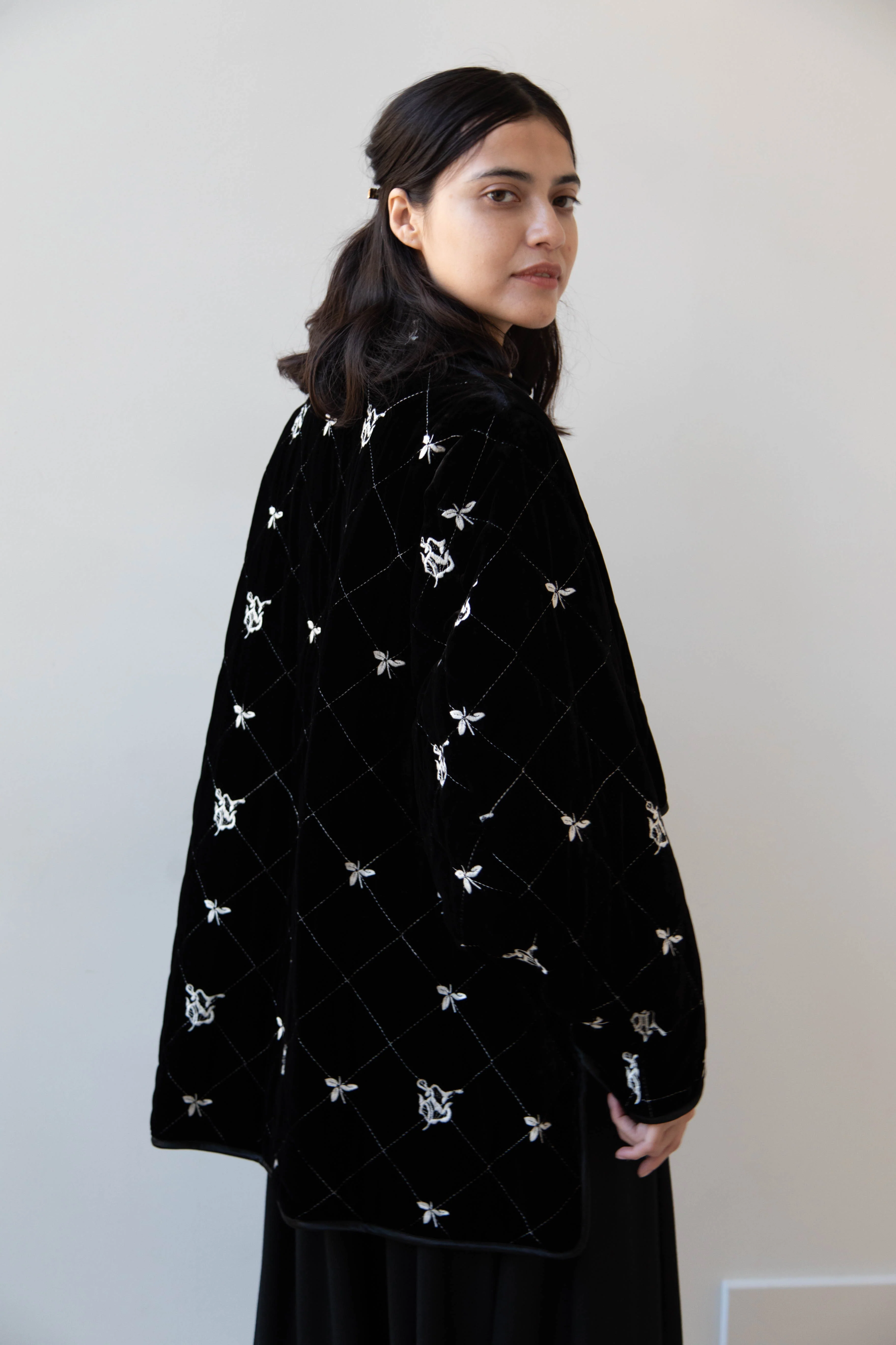 Renli Su | Black Velvet Embroidered Jacket - Image 28