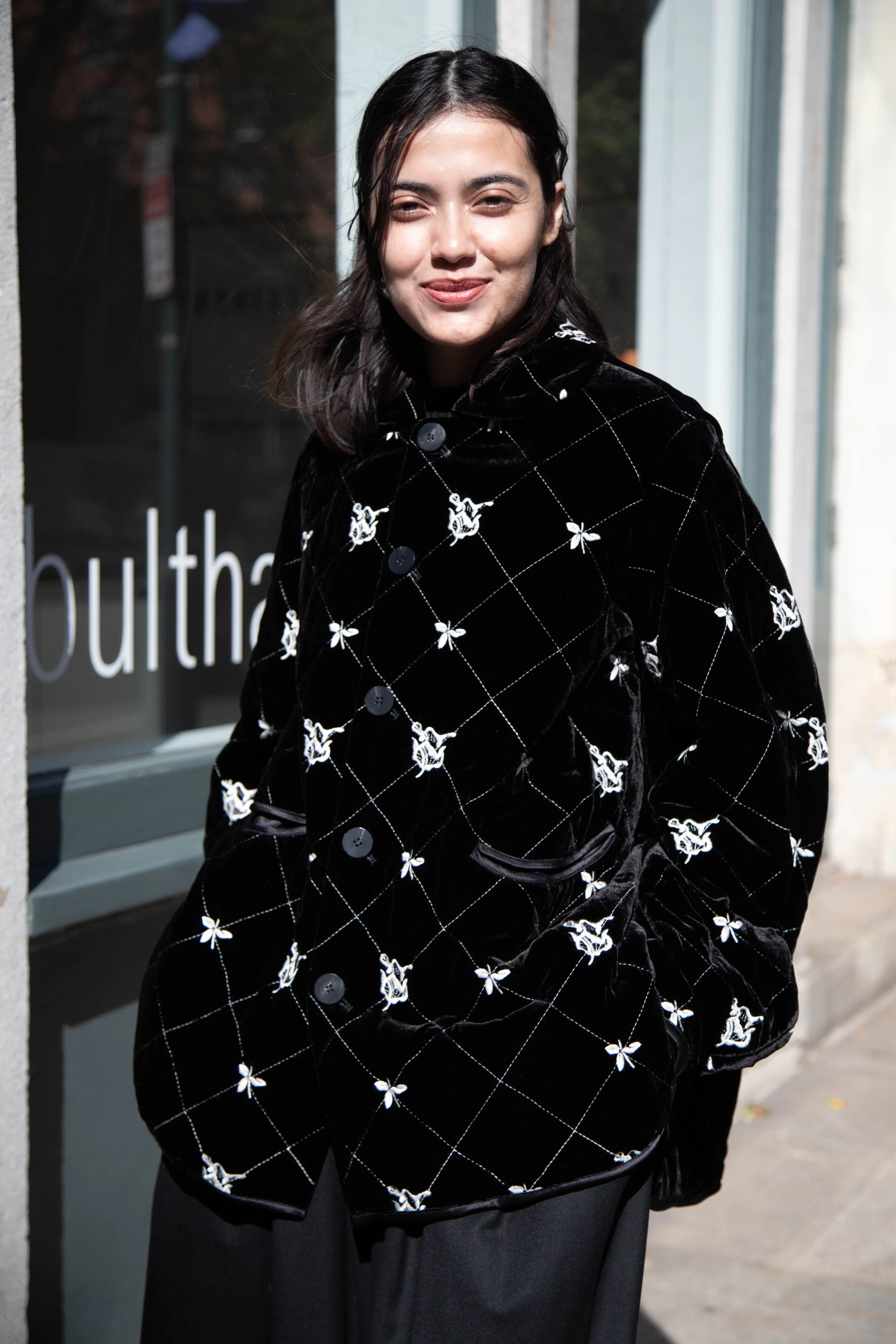 Renli Su | Black Velvet Embroidered Jacket - Image 3