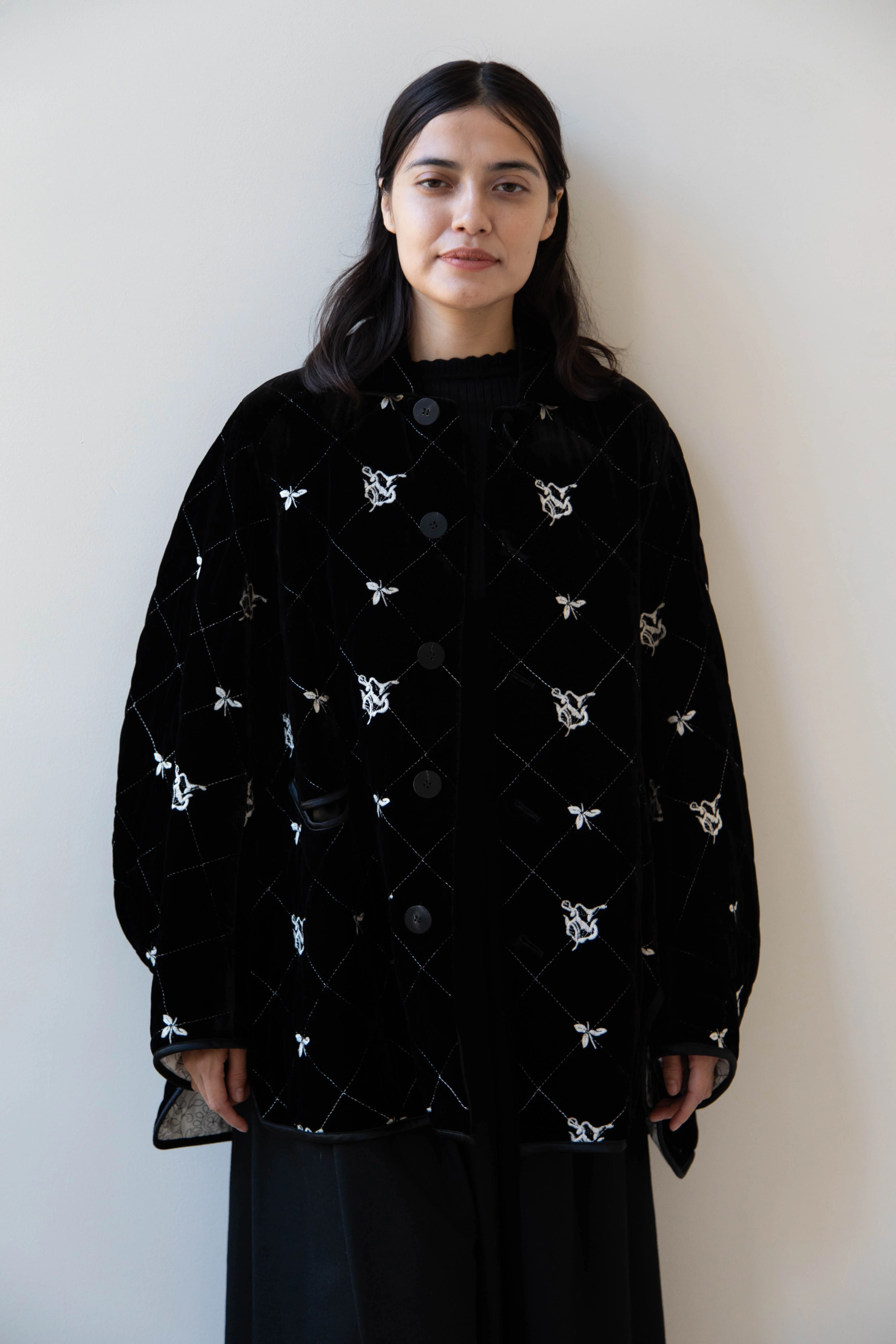 Renli Su | Black Velvet Embroidered Jacket - Image 30