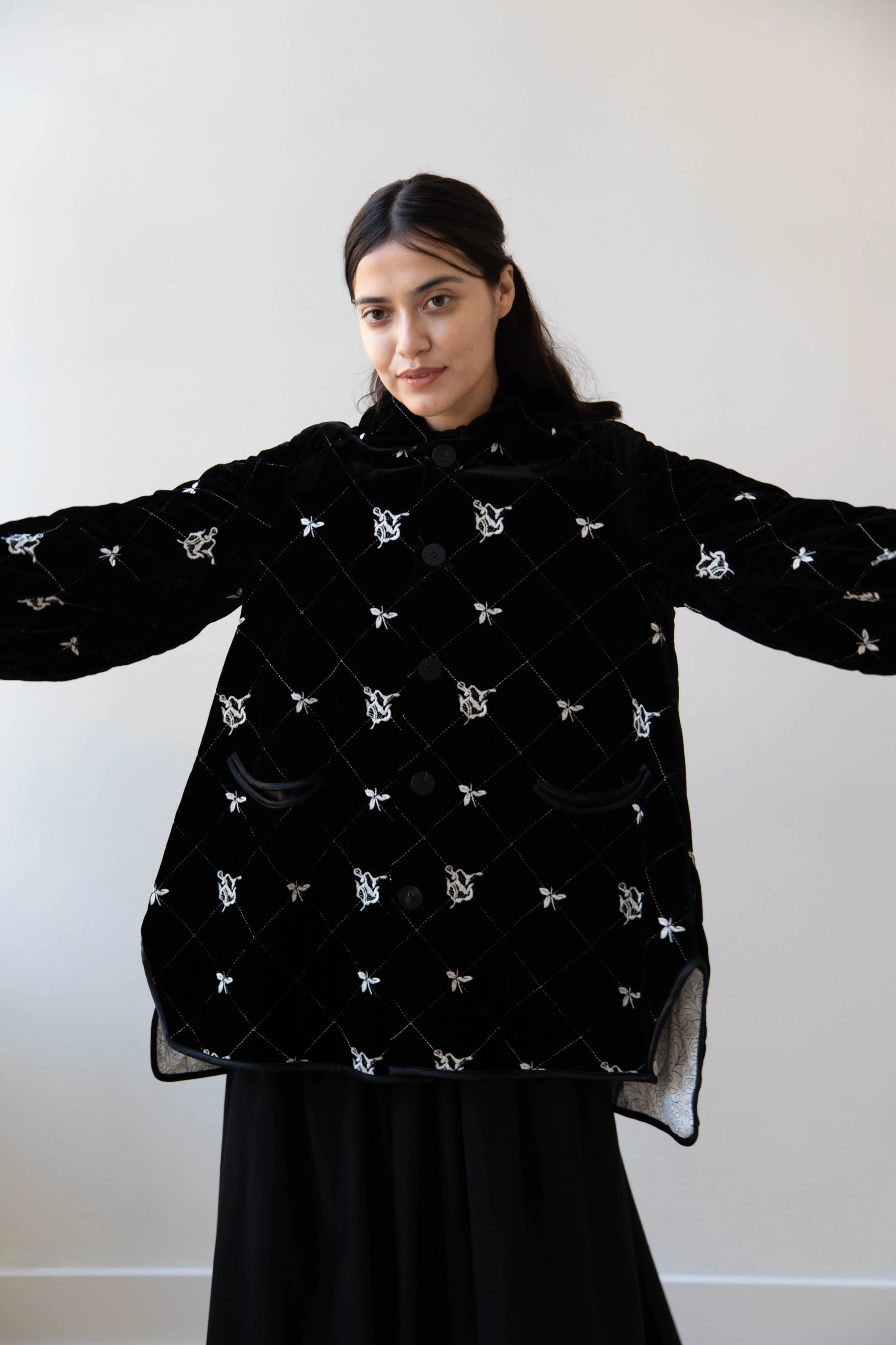 Renli Su | Black Velvet Embroidered Jacket - Image 32
