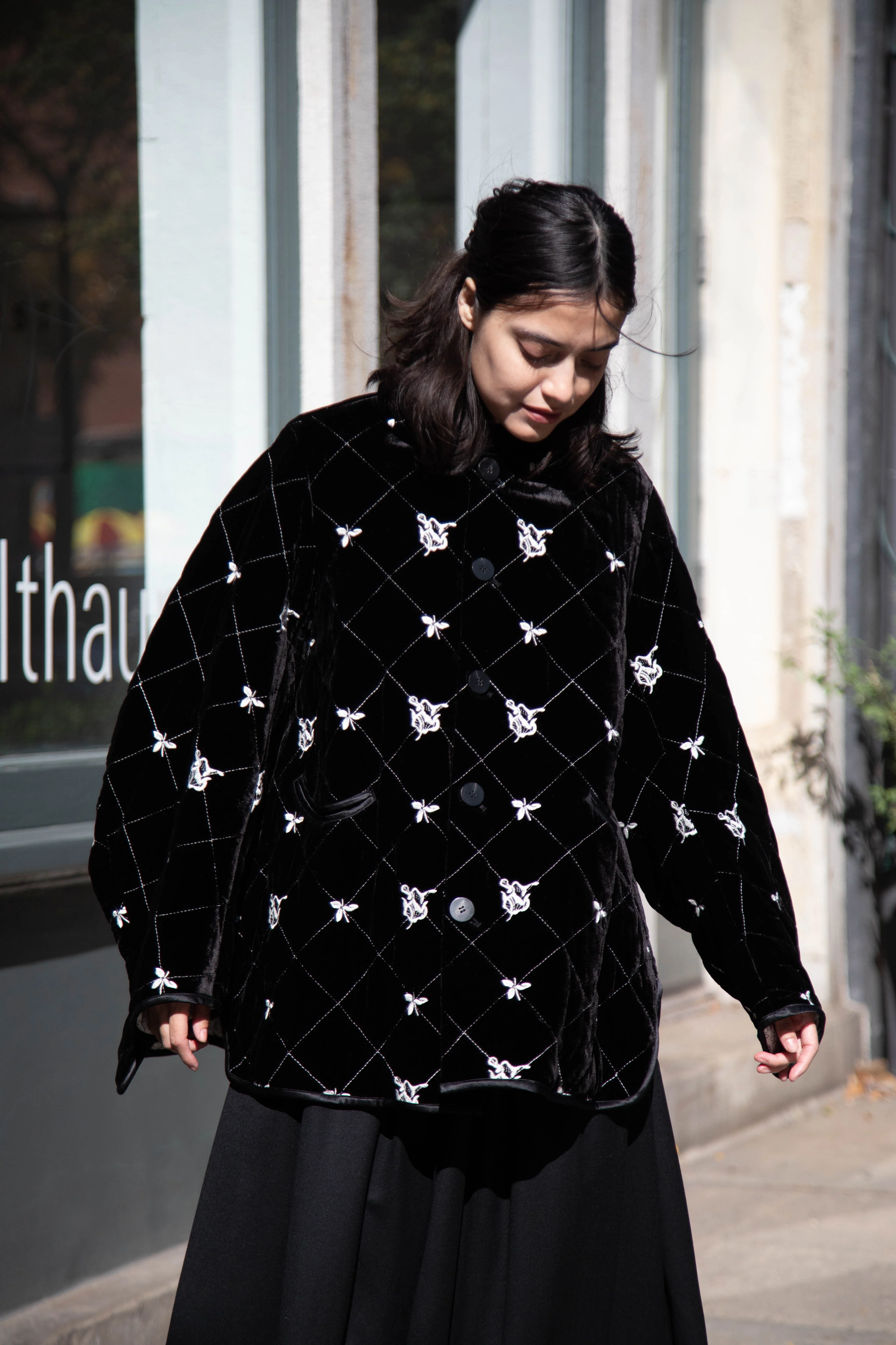 Renli Su | Black Velvet Embroidered Jacket - Image 4