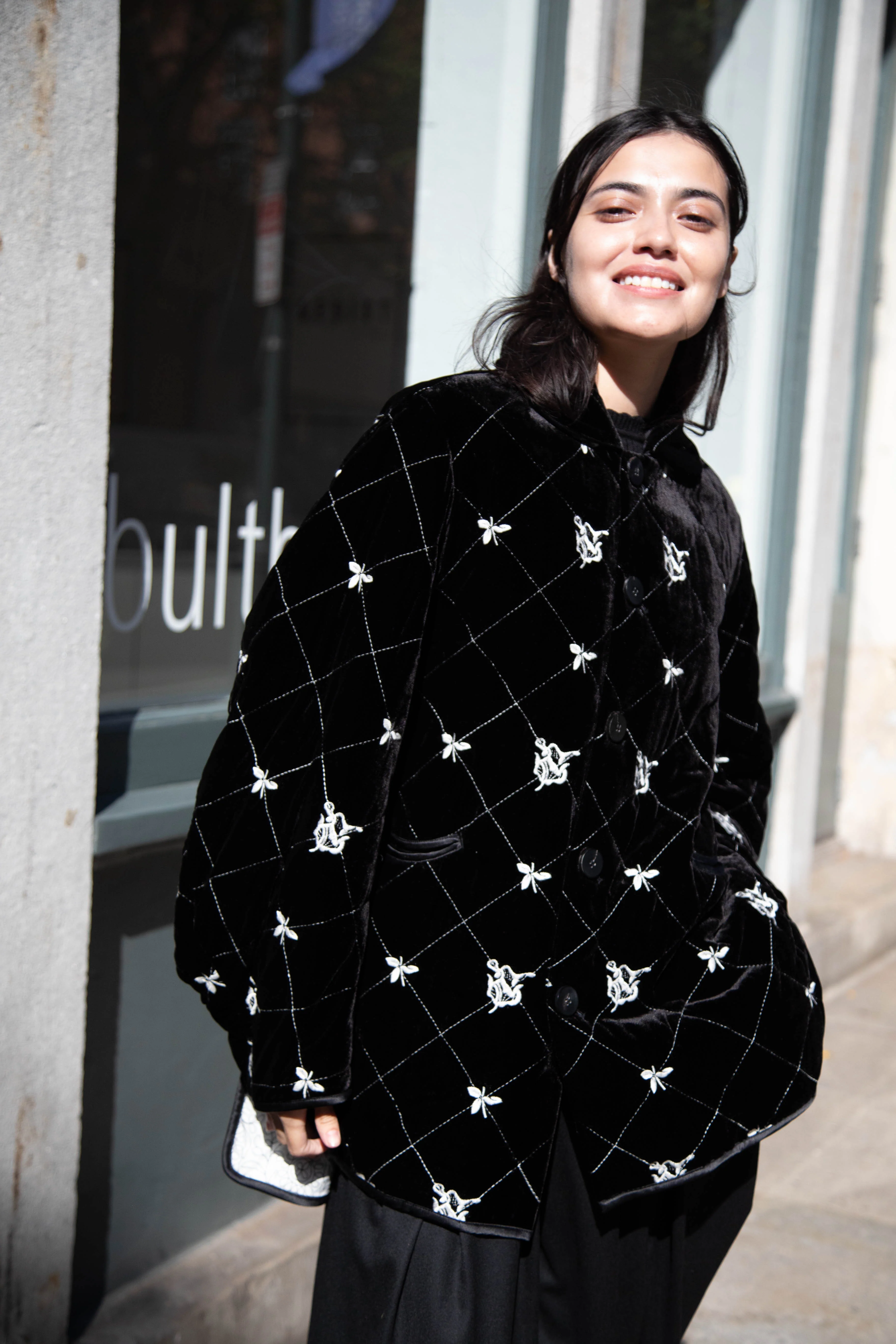 Renli Su | Black Velvet Embroidered Jacket - Image 5