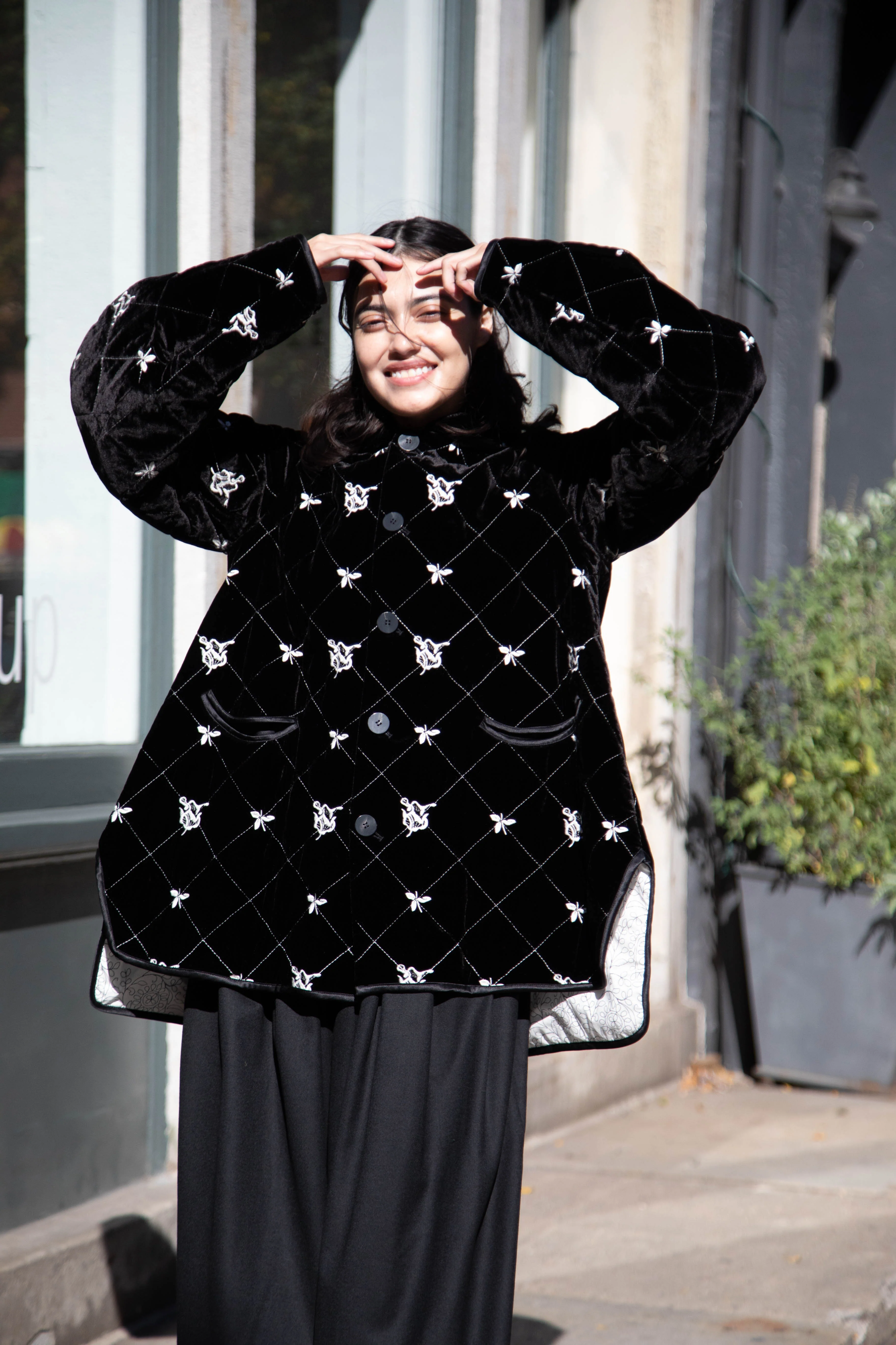 Renli Su | Black Velvet Embroidered Jacket - Image 7