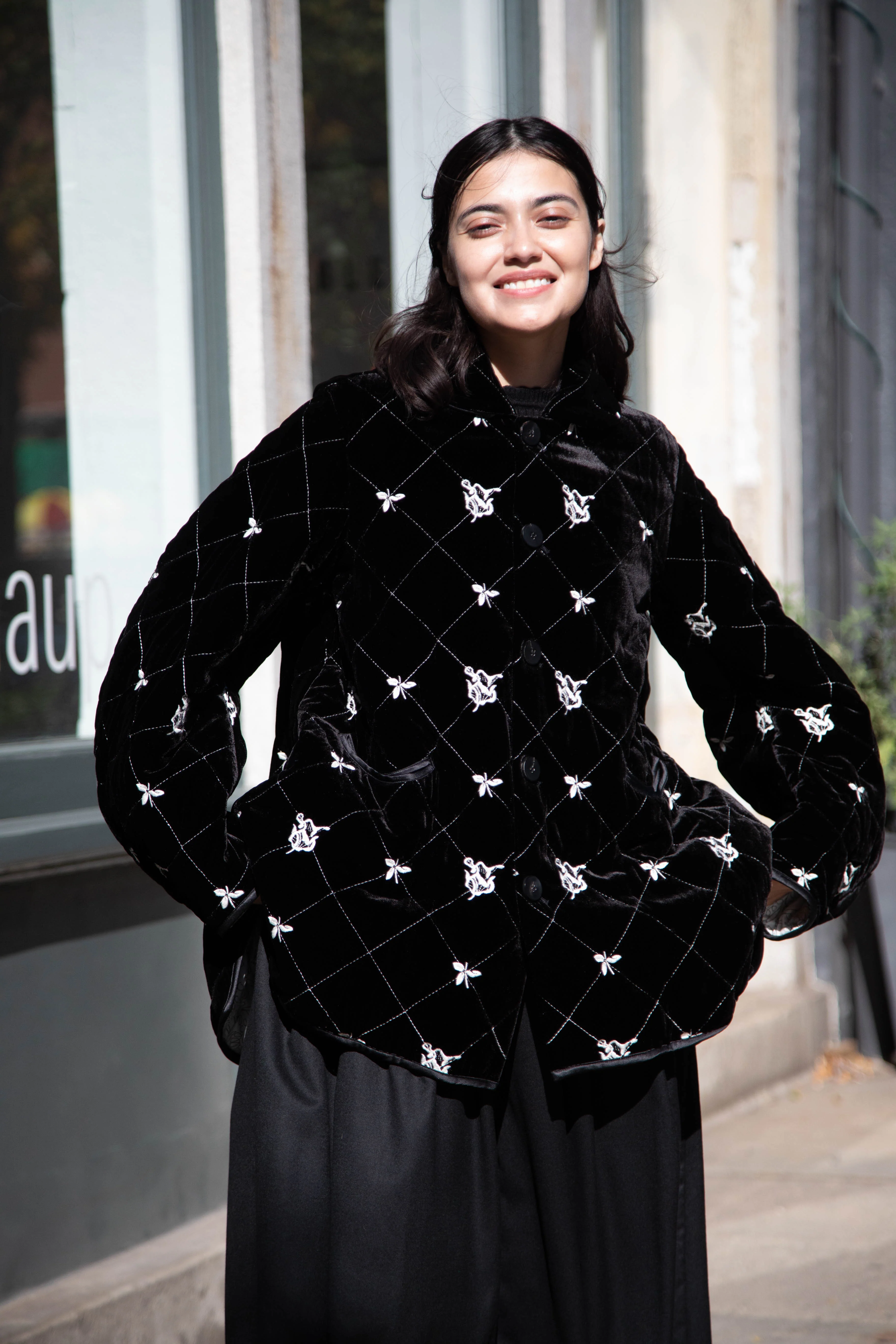 Renli Su | Black Velvet Embroidered Jacket - Image 9