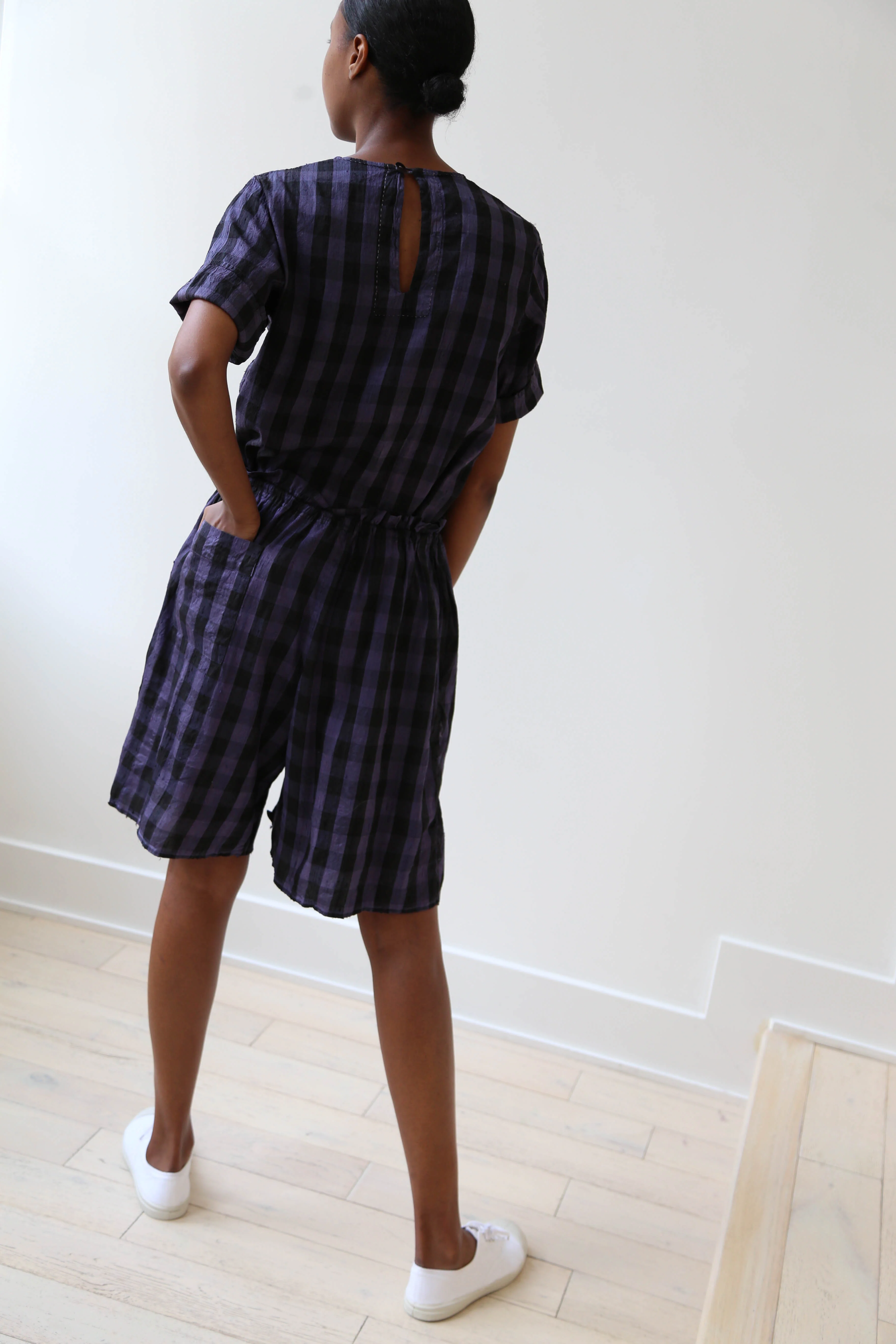 rennes Silk Set in Black & Blackberry Check - Image 22