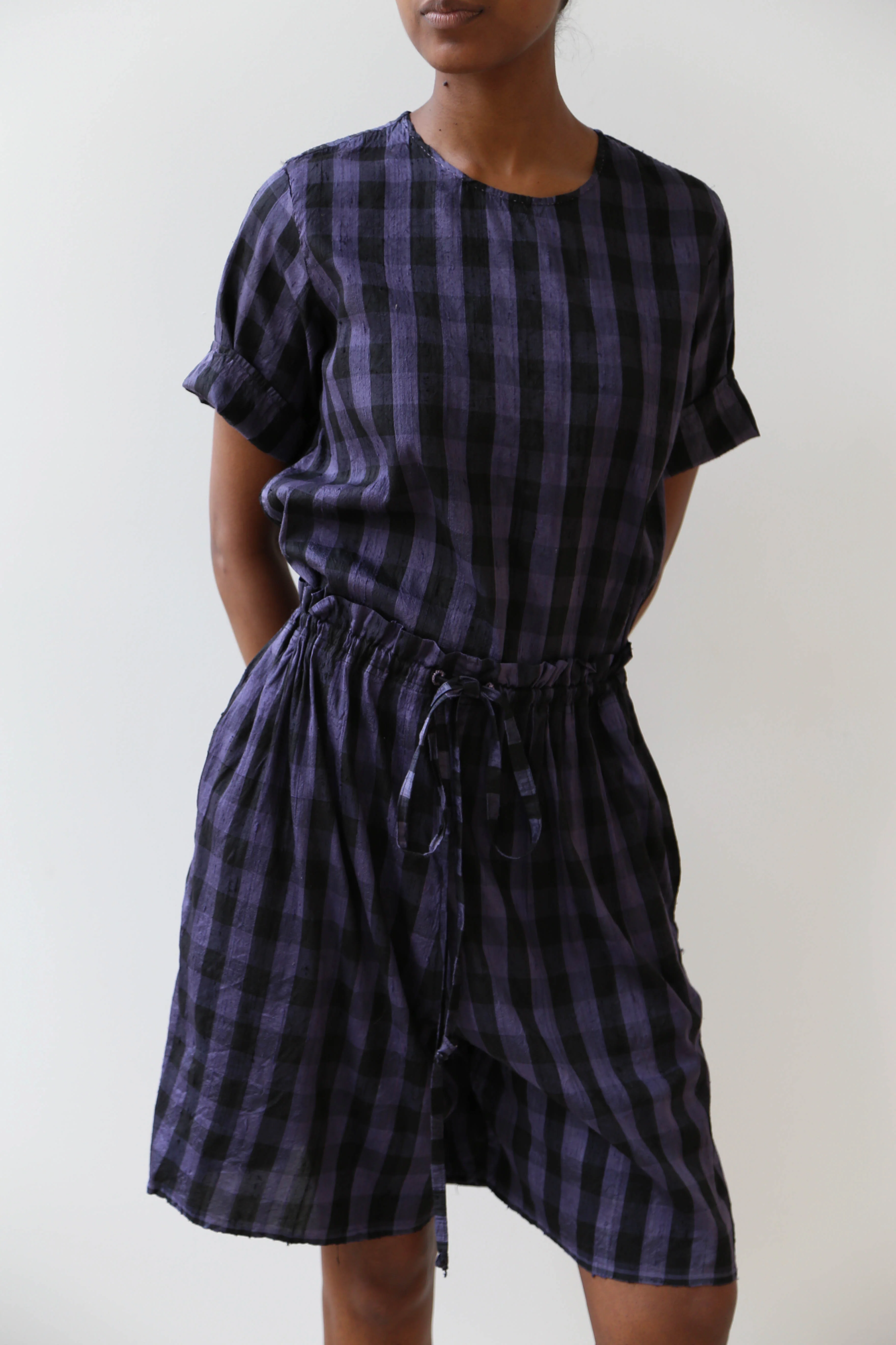 rennes Silk Set in Black & Blackberry Check - Image 25