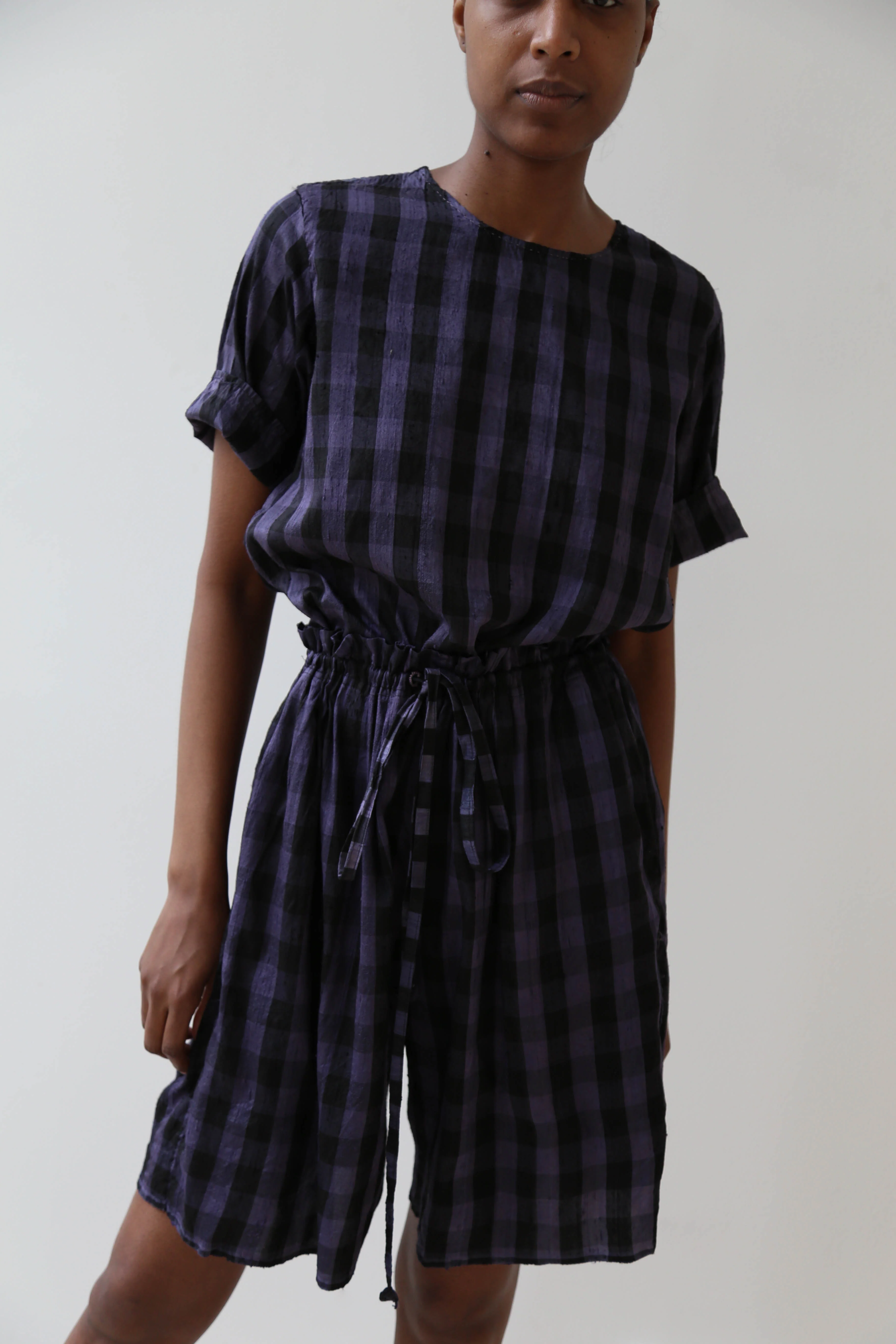 rennes Silk Set in Black & Blackberry Check - Image 30