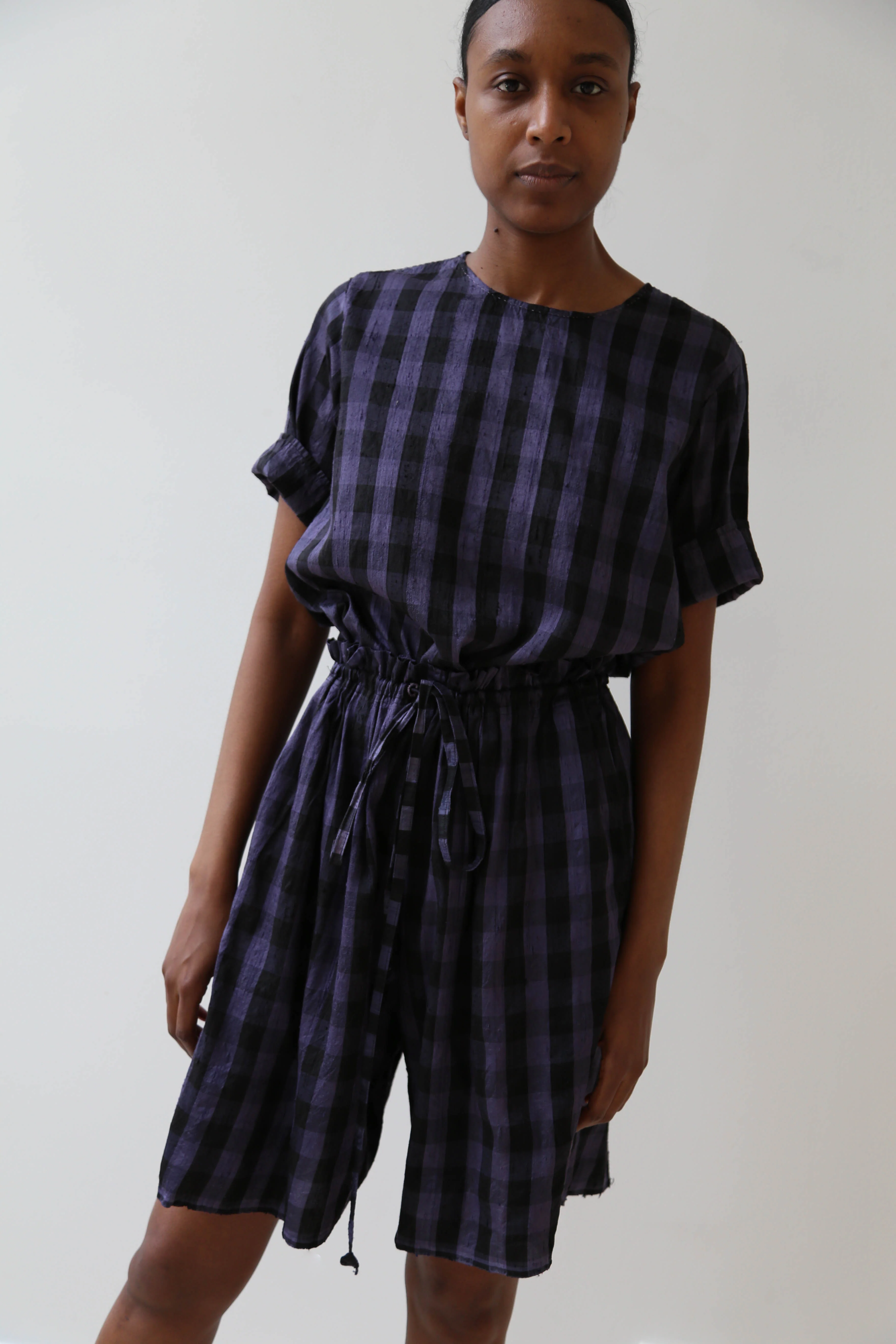 rennes Silk Set in Black & Blackberry Check - Image 31
