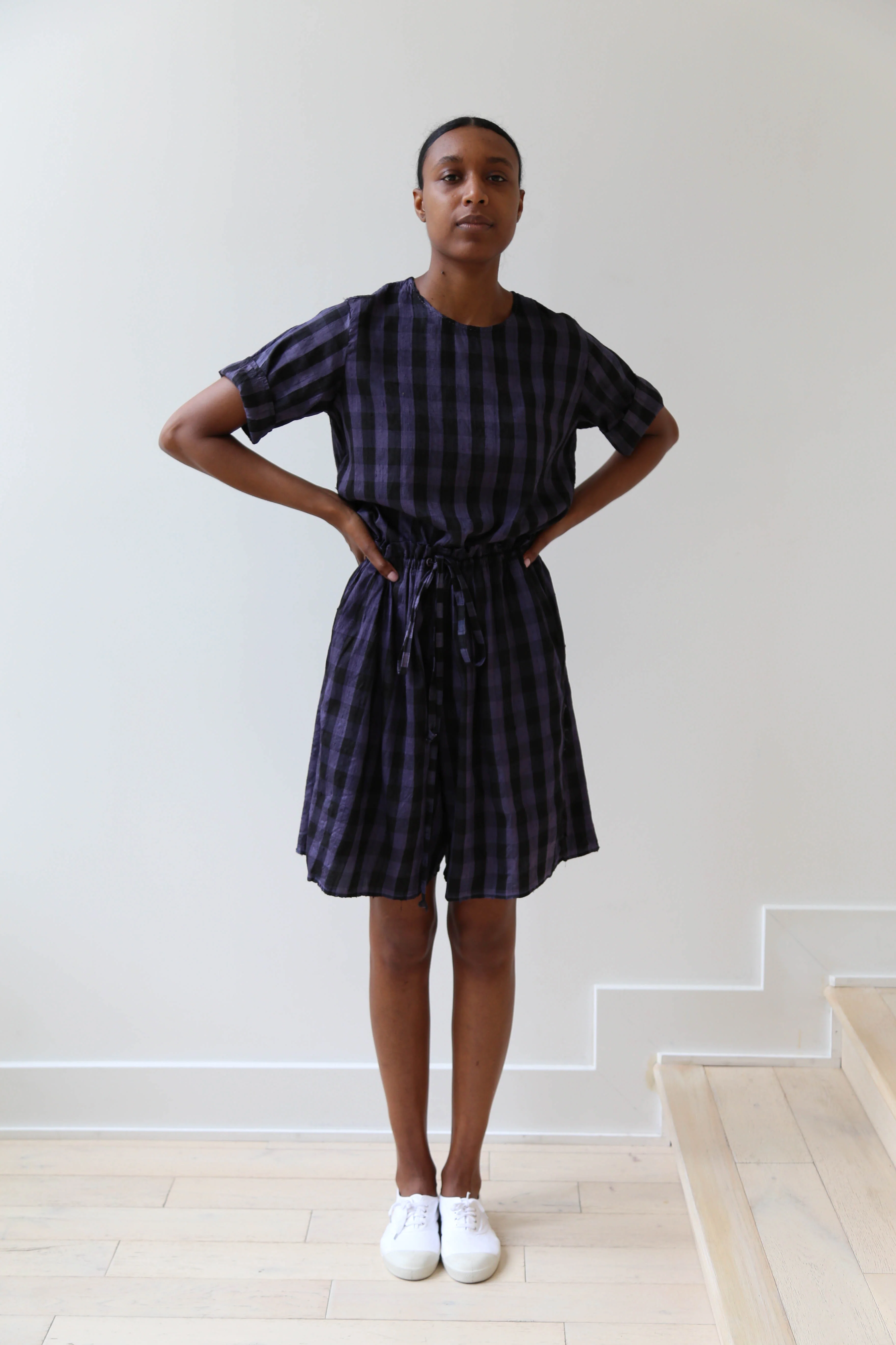 rennes Silk Set in Black & Blackberry Check - Image 33