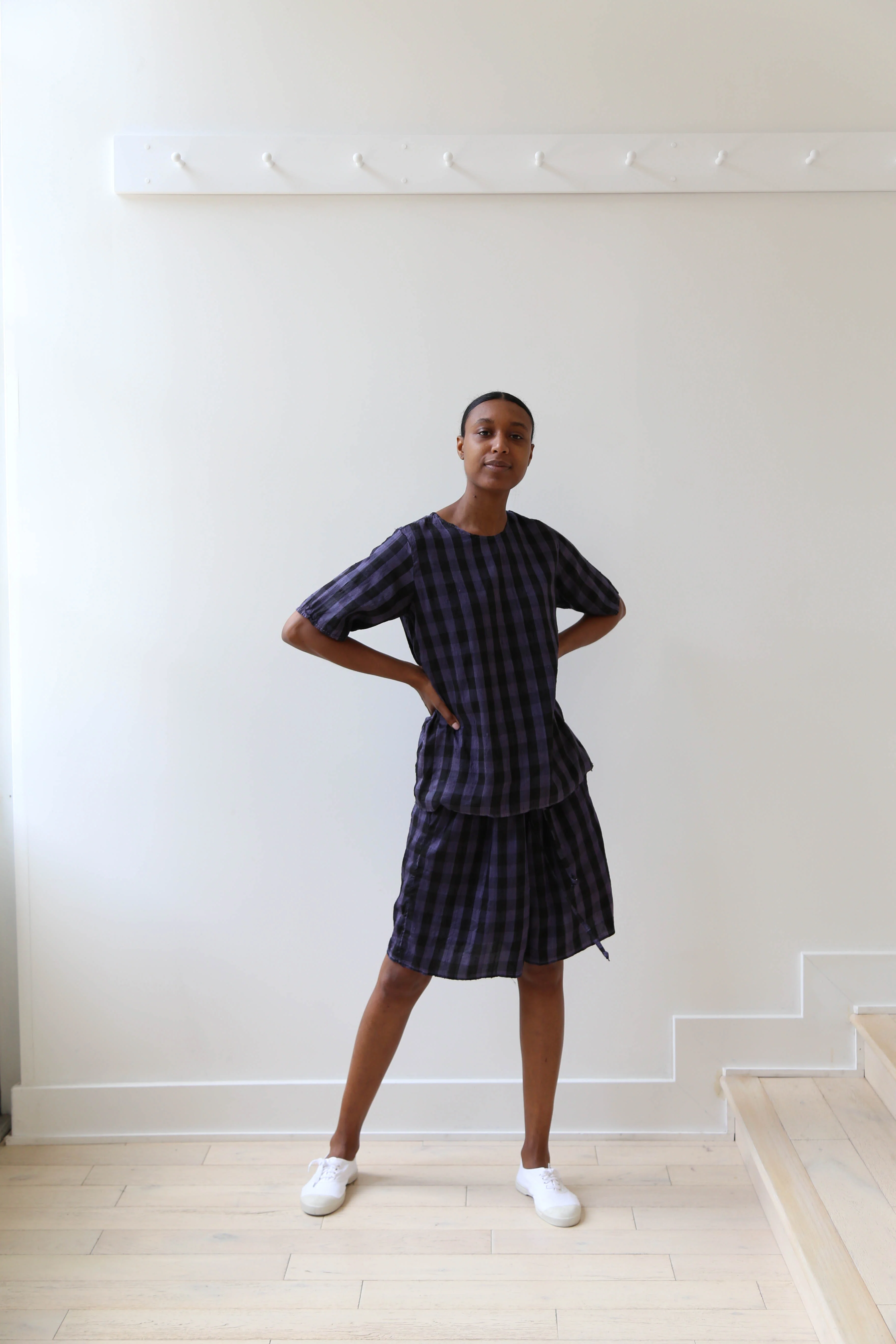rennes Silk Set in Black & Blackberry Check - Image 6