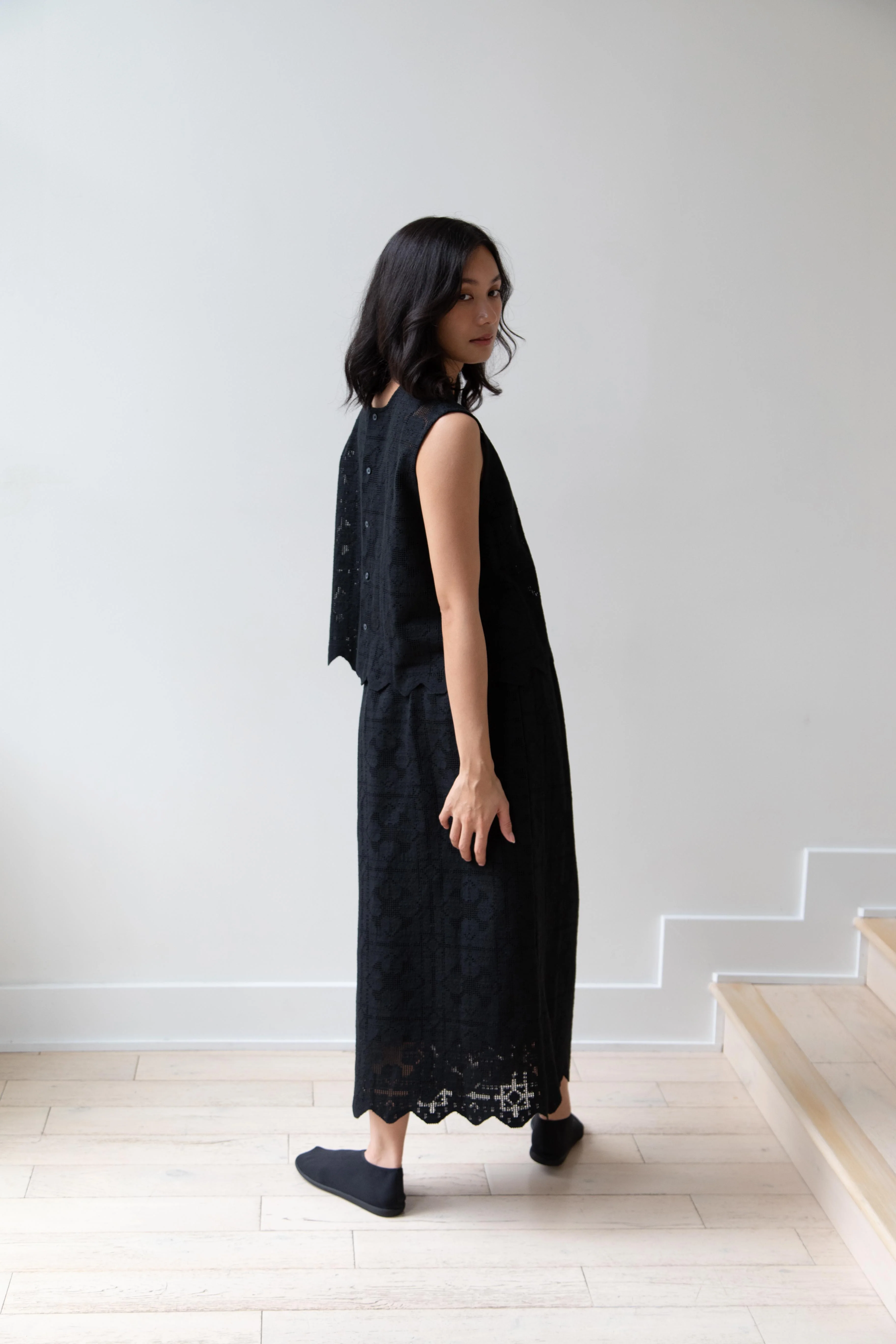 Robe de Peau | Scalloped Lace Top & Skirt Set in Black - Image 18