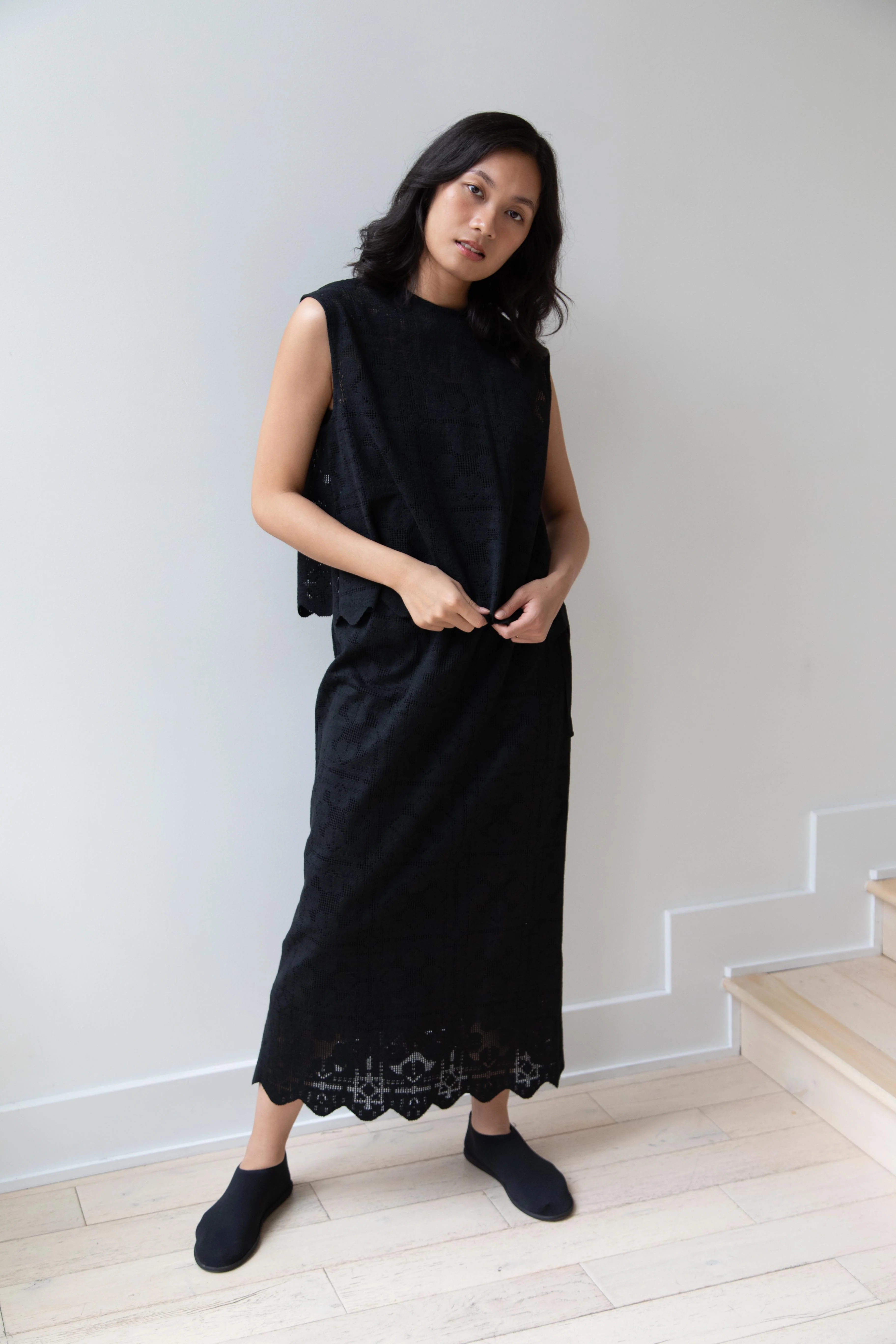 Robe de Peau | Scalloped Lace Top & Skirt Set in Black - Image 23