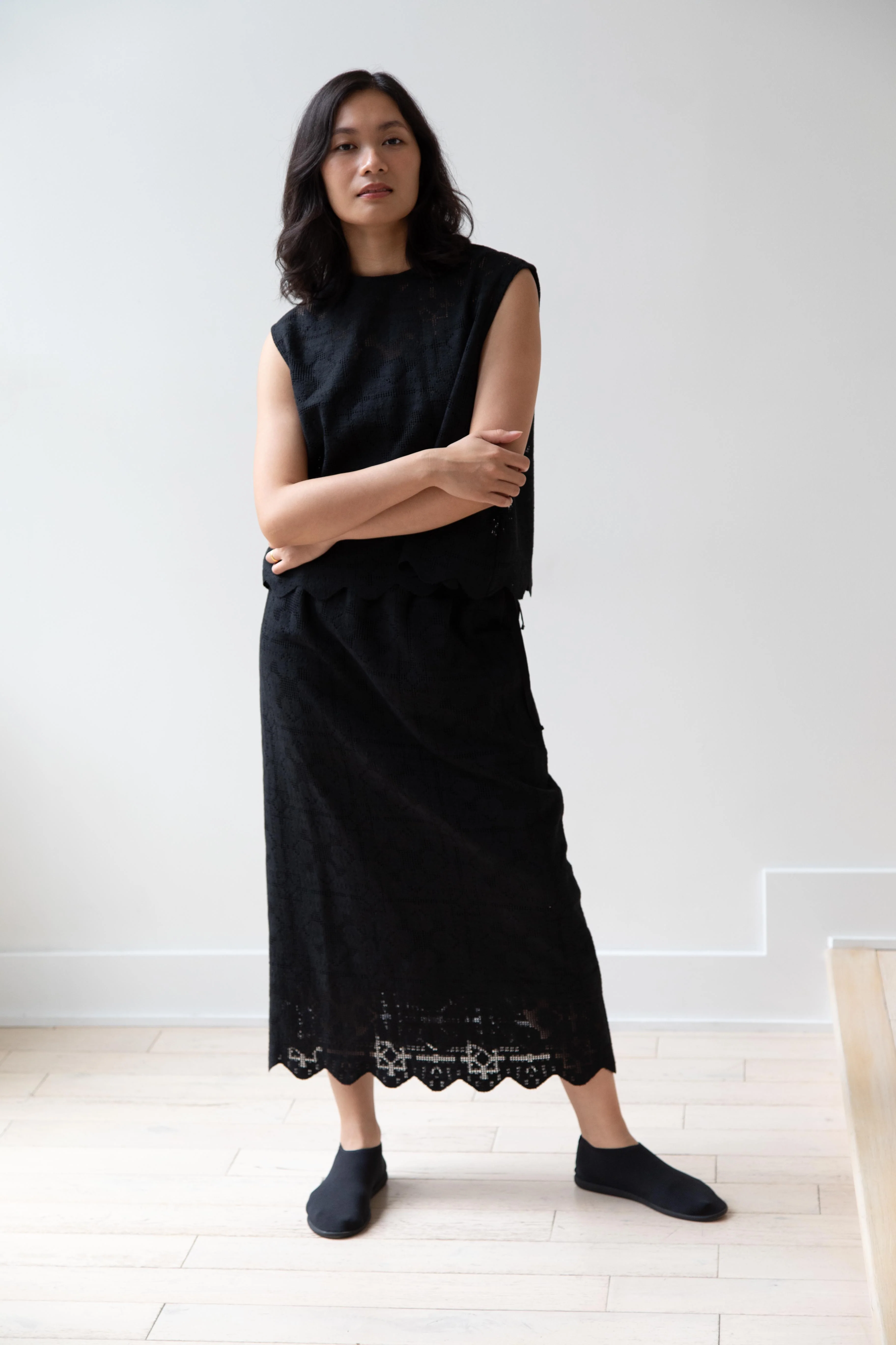 Robe de Peau | Scalloped Lace Top & Skirt Set in Black - Image 8