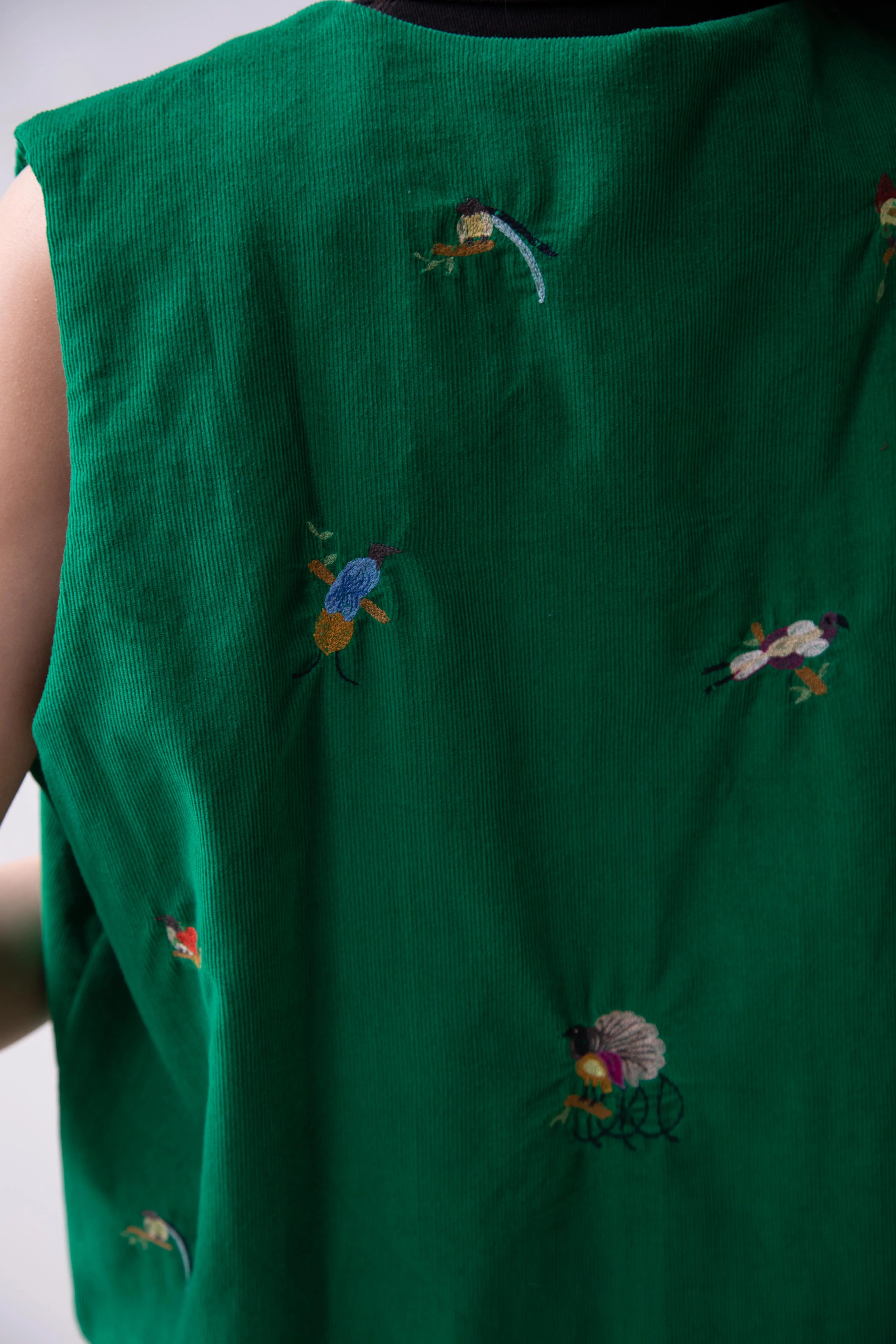 Runaway Bicycle | Bird of Paradise Embroidered Vest in Green - Image 11