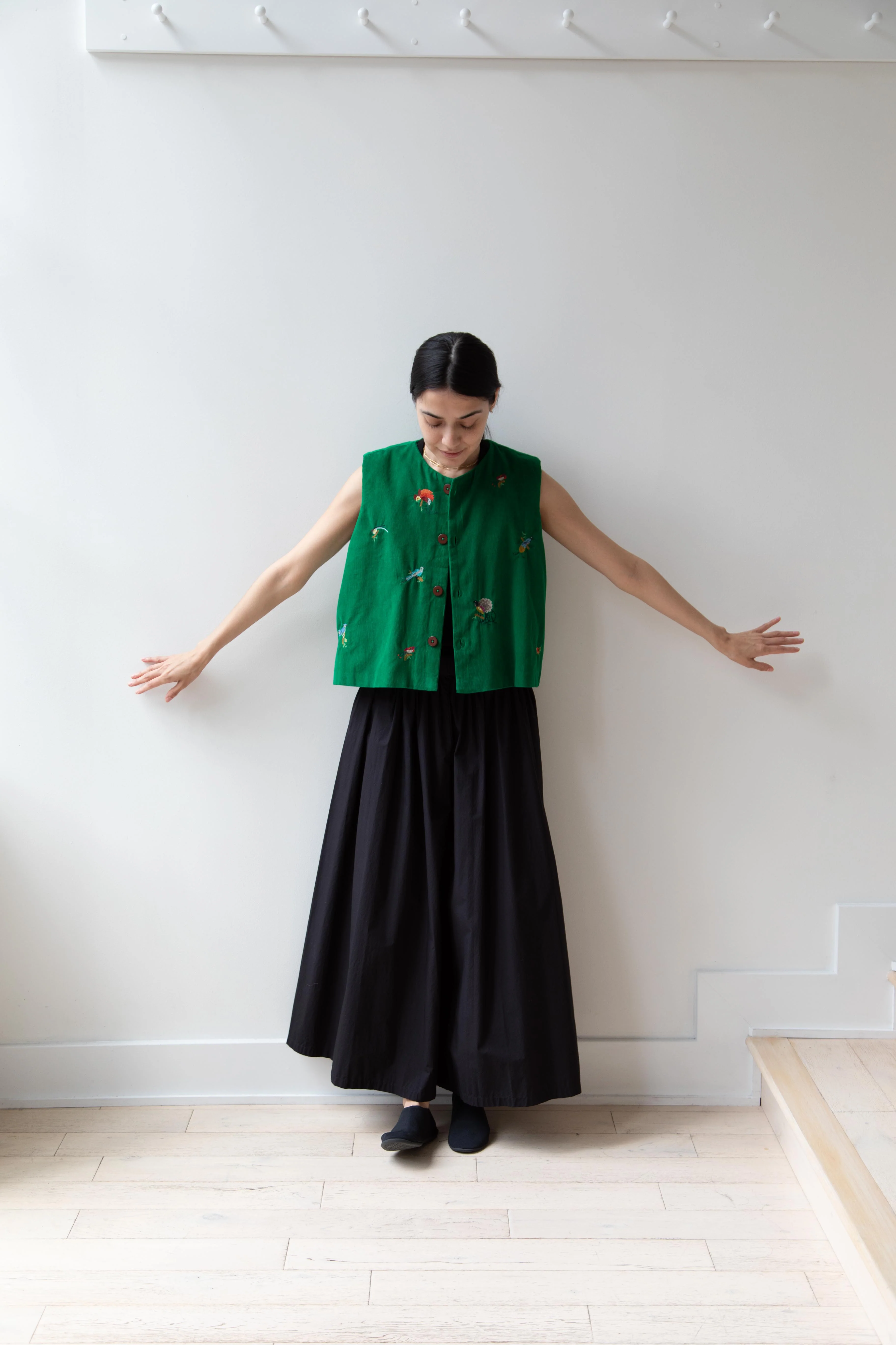 Runaway Bicycle | Bird of Paradise Embroidered Vest in Green - Image 13