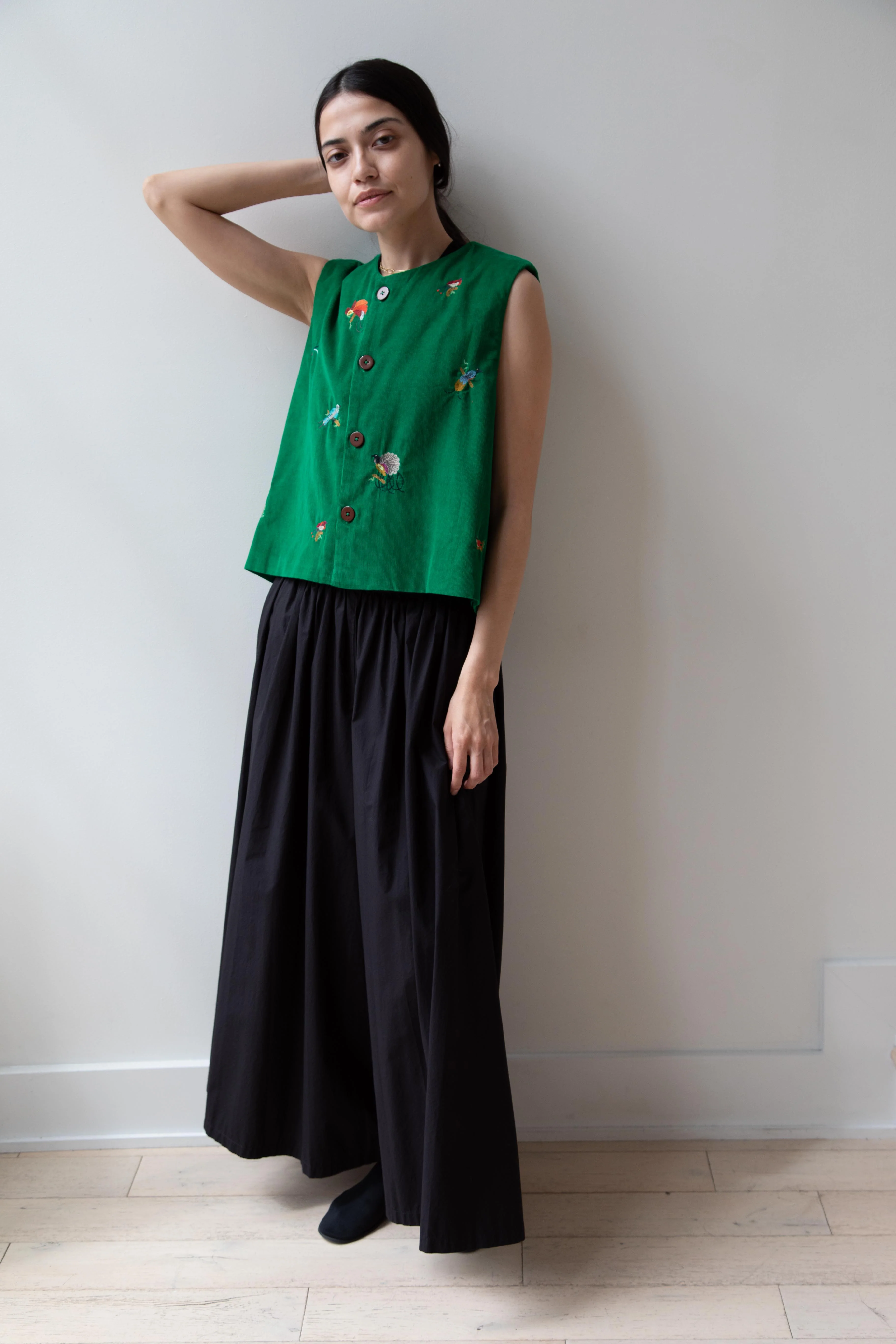 Runaway Bicycle | Bird of Paradise Embroidered Vest in Green - Image 17