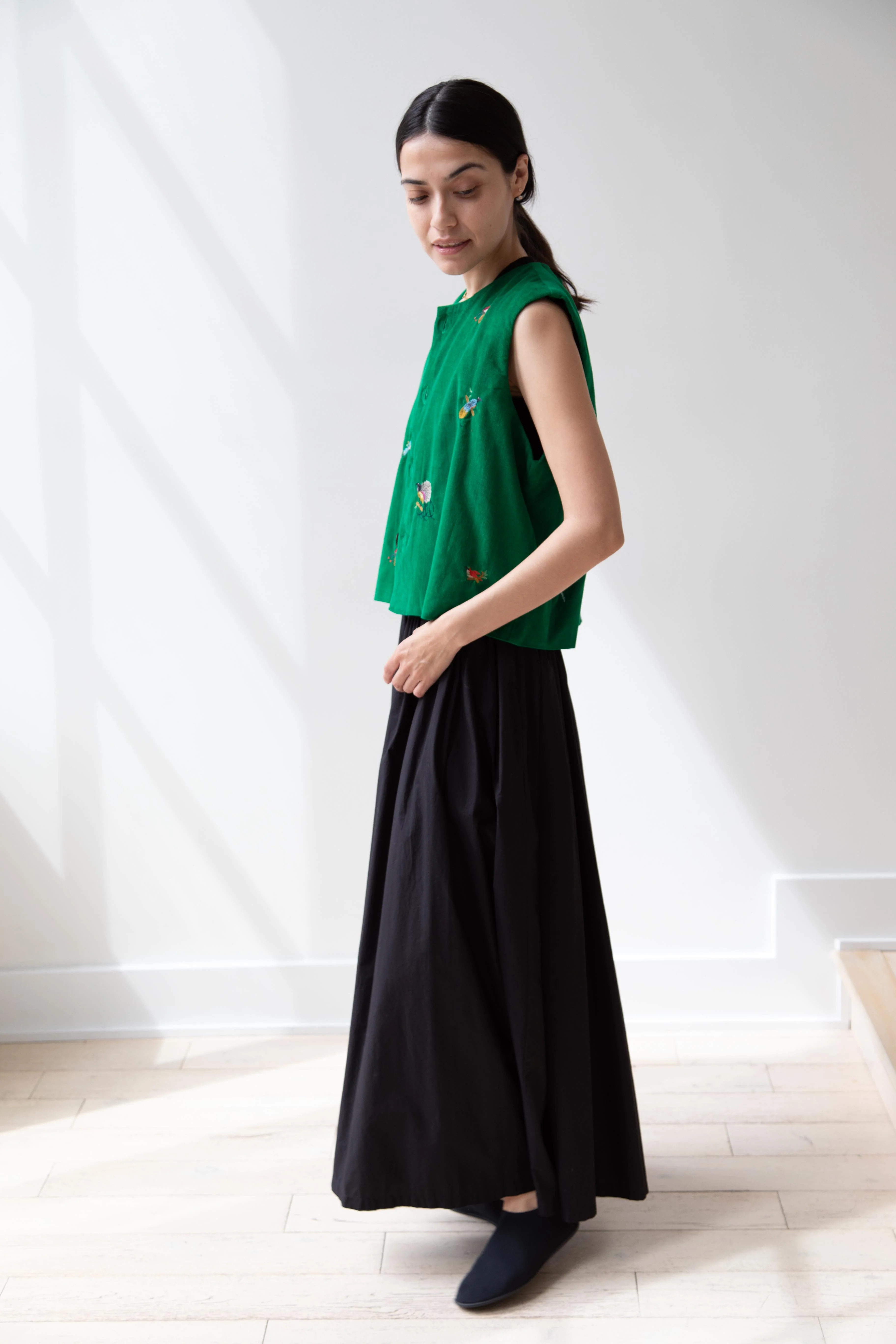 Runaway Bicycle | Bird of Paradise Embroidered Vest in Green - Image 9