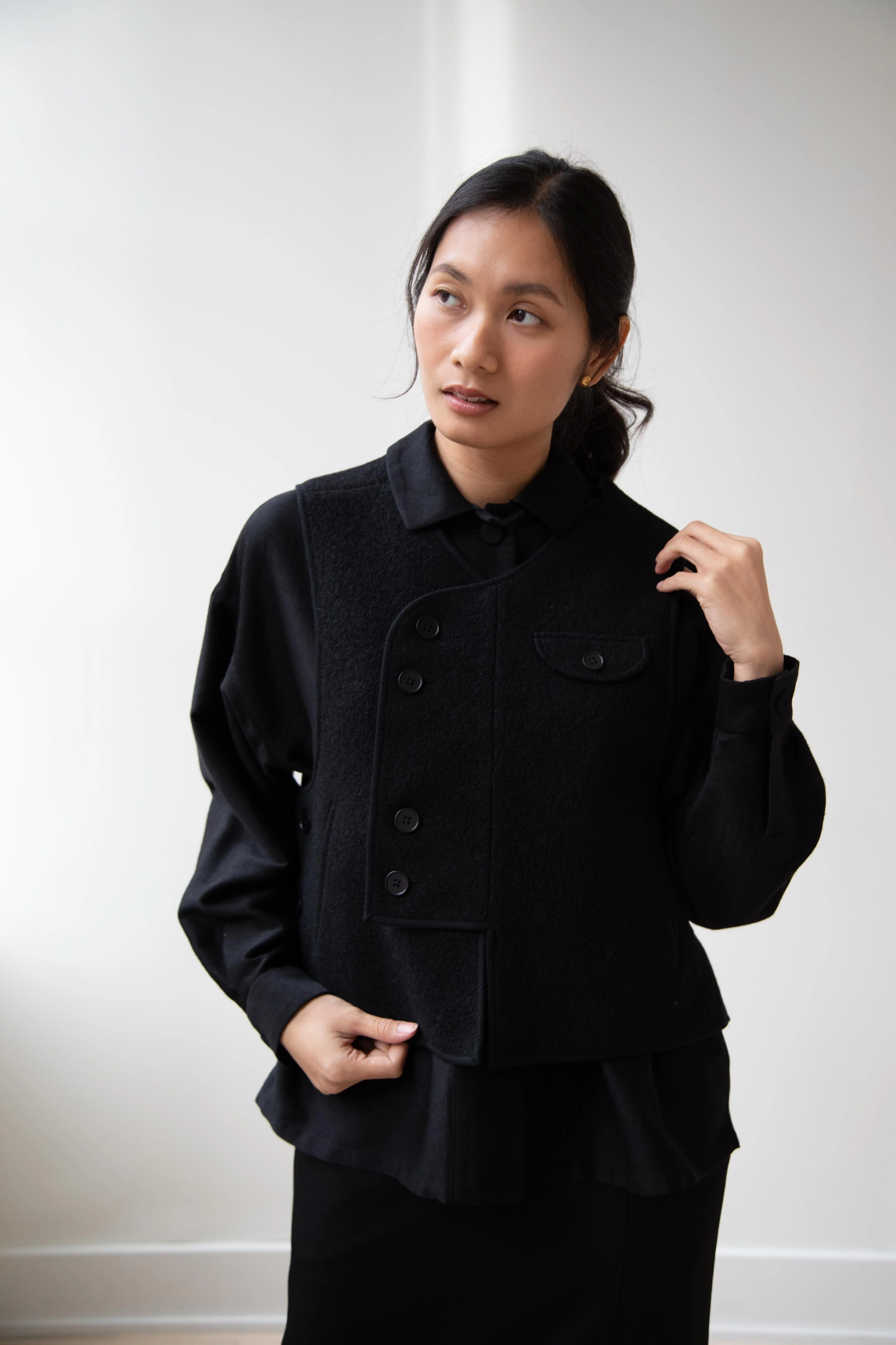 Seventyfive | Pipa Vest in Black Wool - Image 11