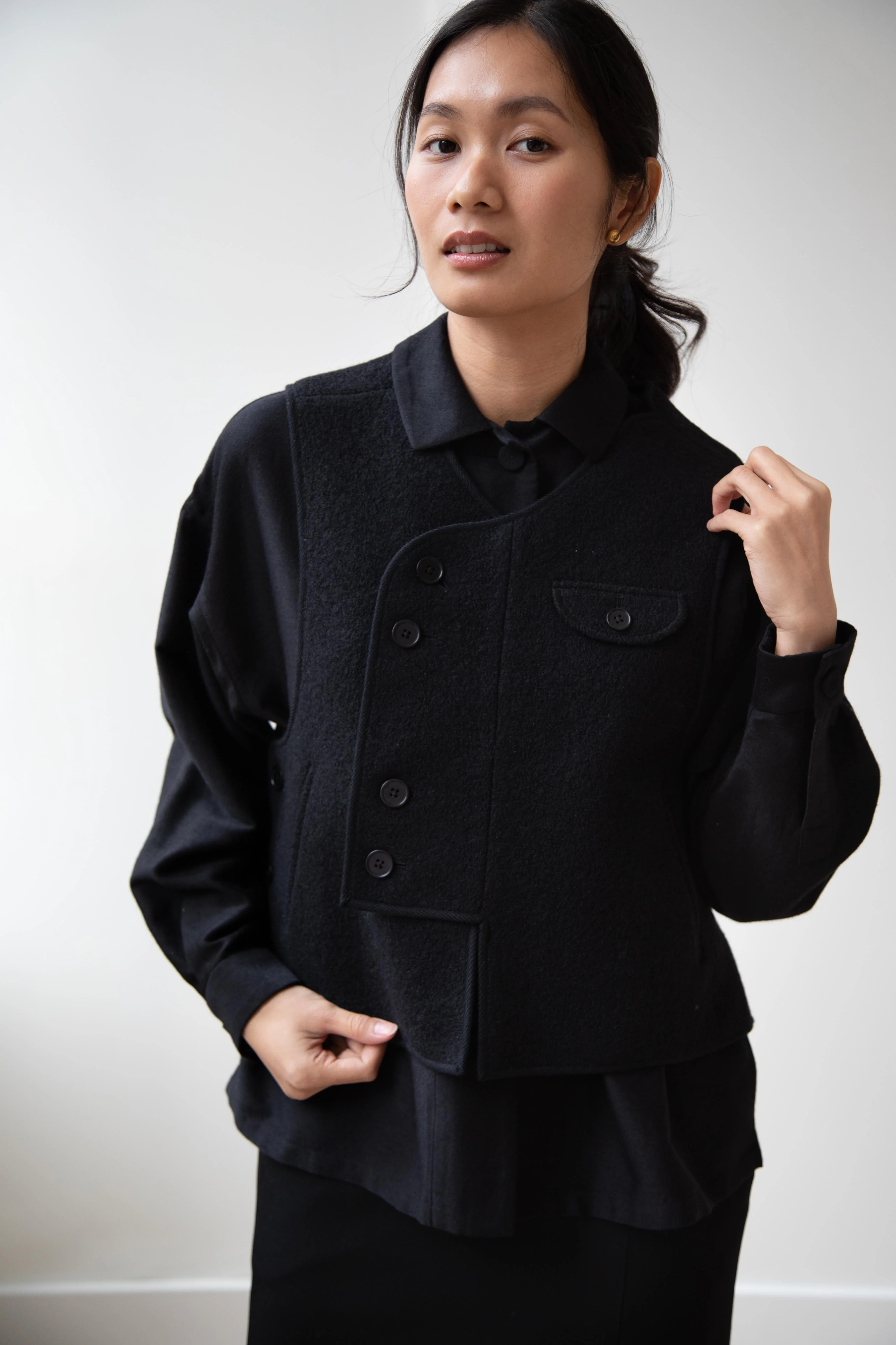 Seventyfive | Pipa Vest in Black Wool - Image 12
