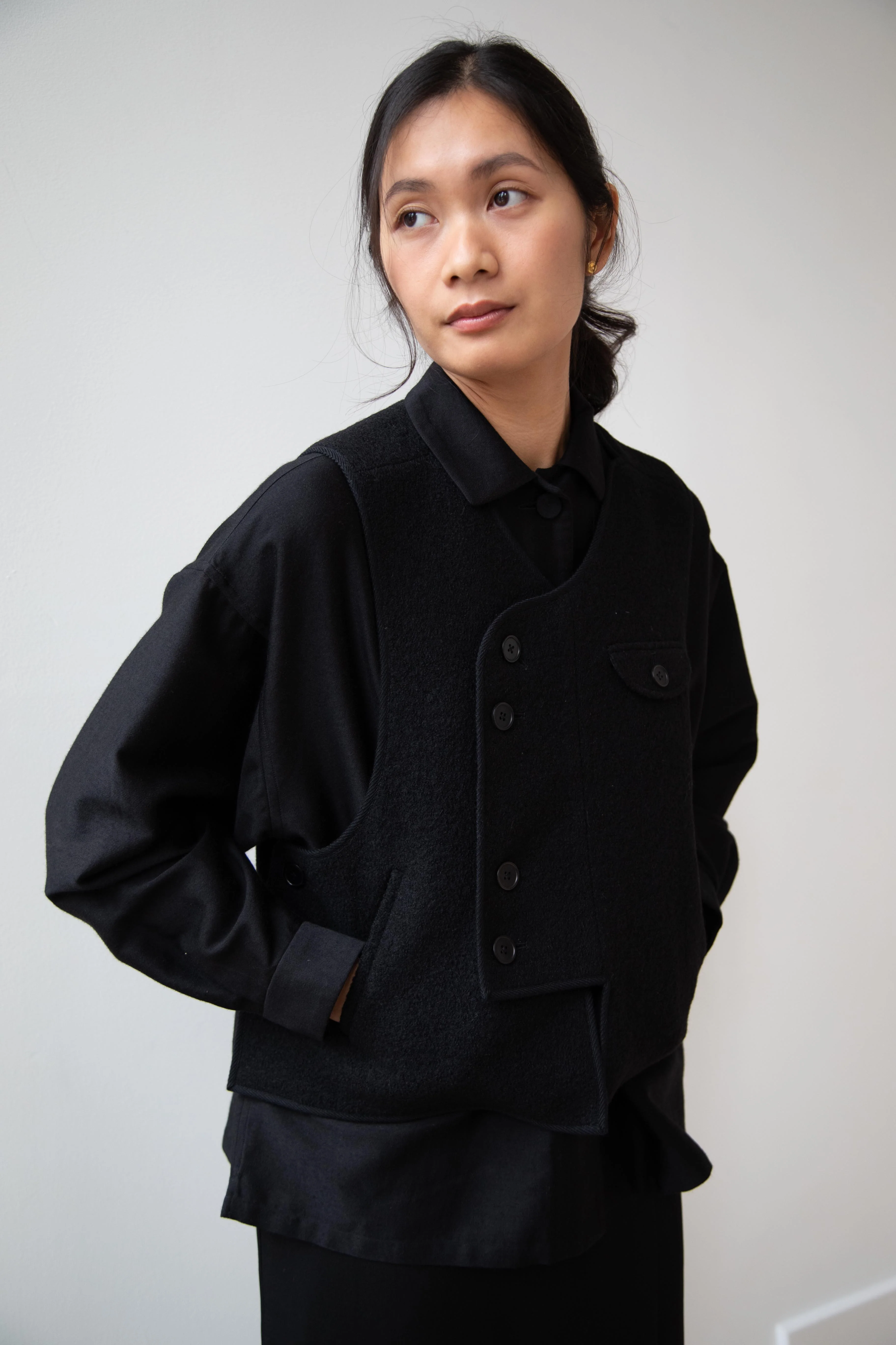 Seventyfive | Pipa Vest in Black Wool - Image 25