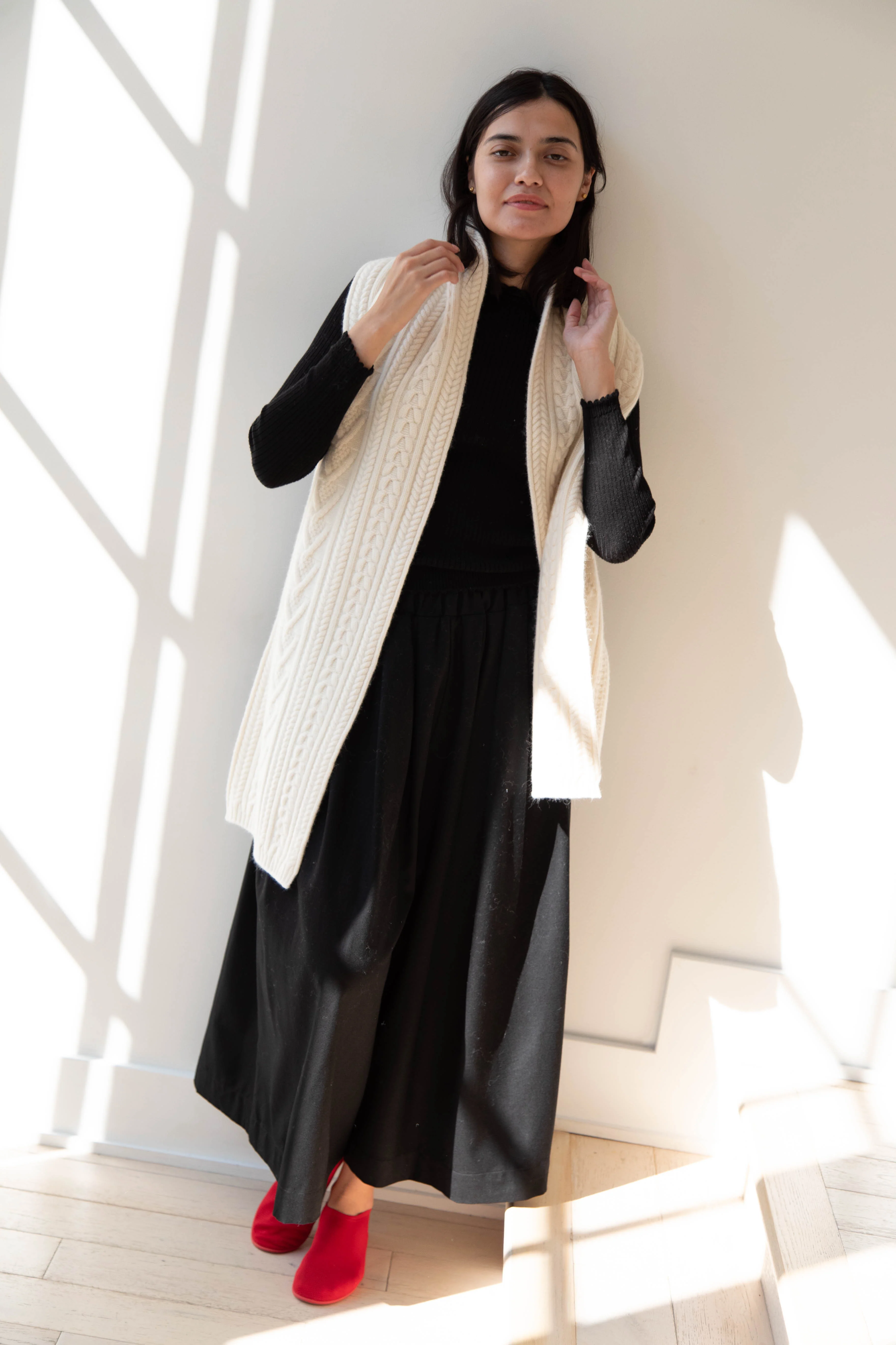 The Loom | Cabled Scarf in Ivory - Image 3