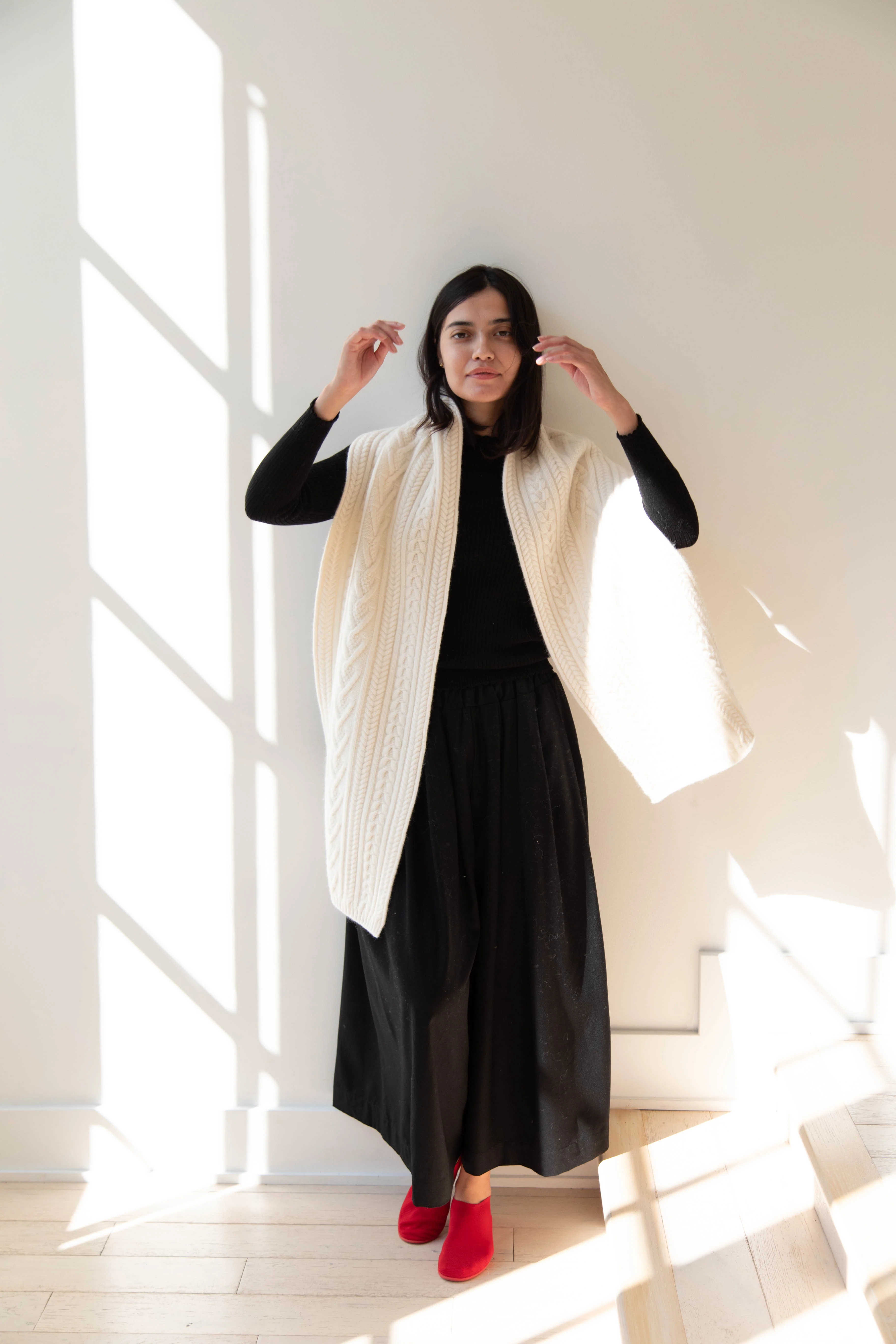 The Loom | Cabled Scarf in Ivory - Image 6