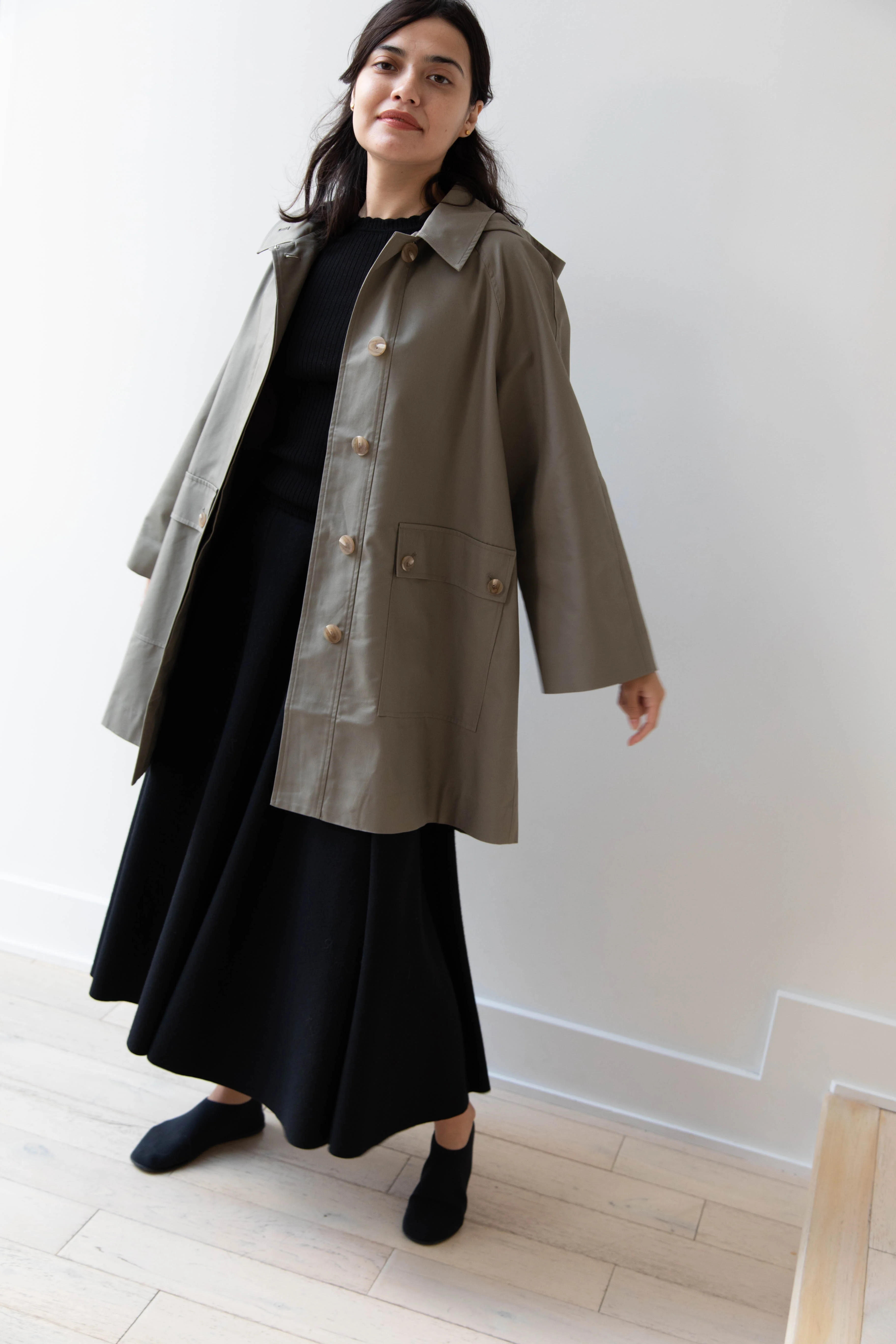The Loom | Cotton Hooded Coat in Khaki