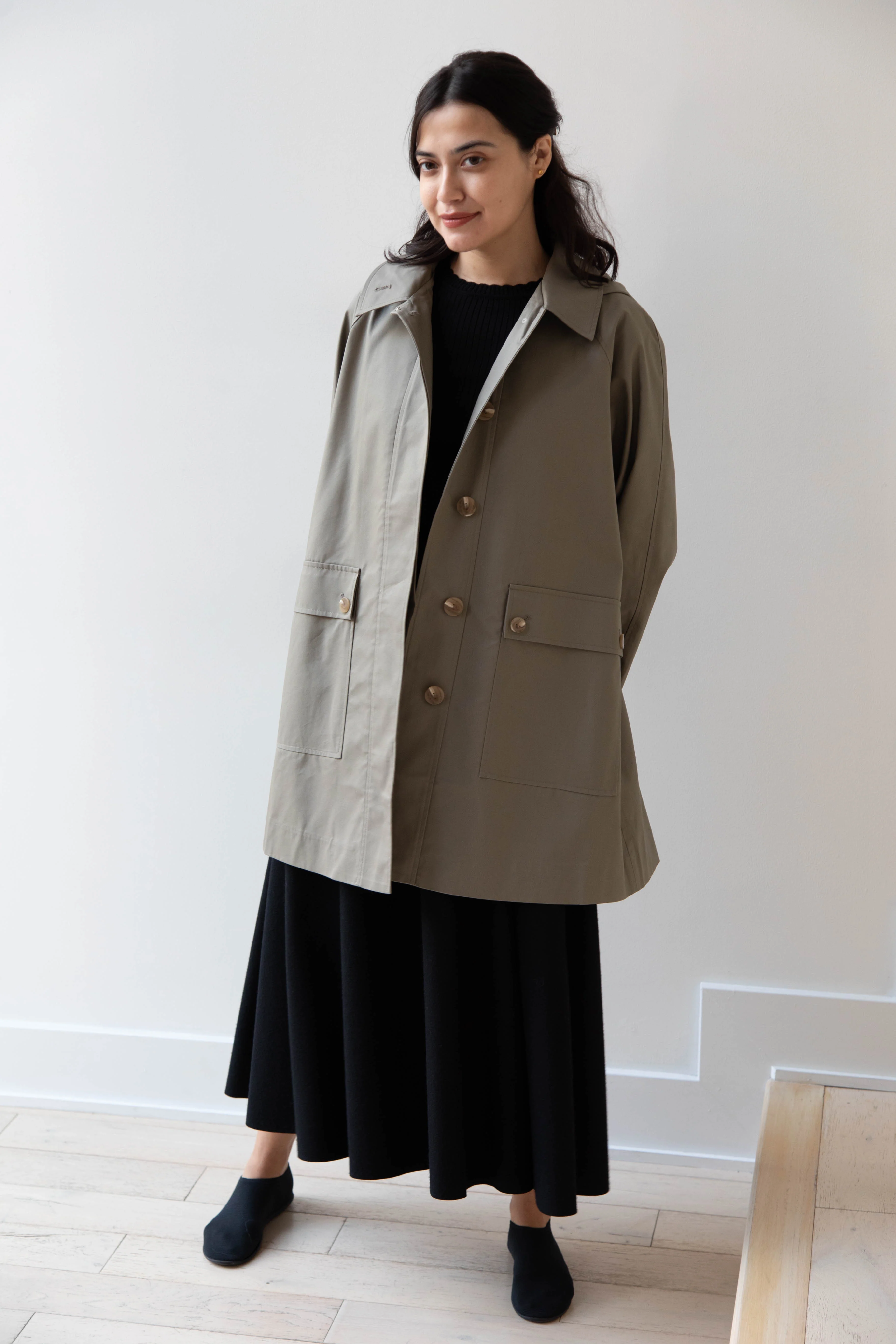 The Loom | Cotton Hooded Coat in Khaki - Image 11