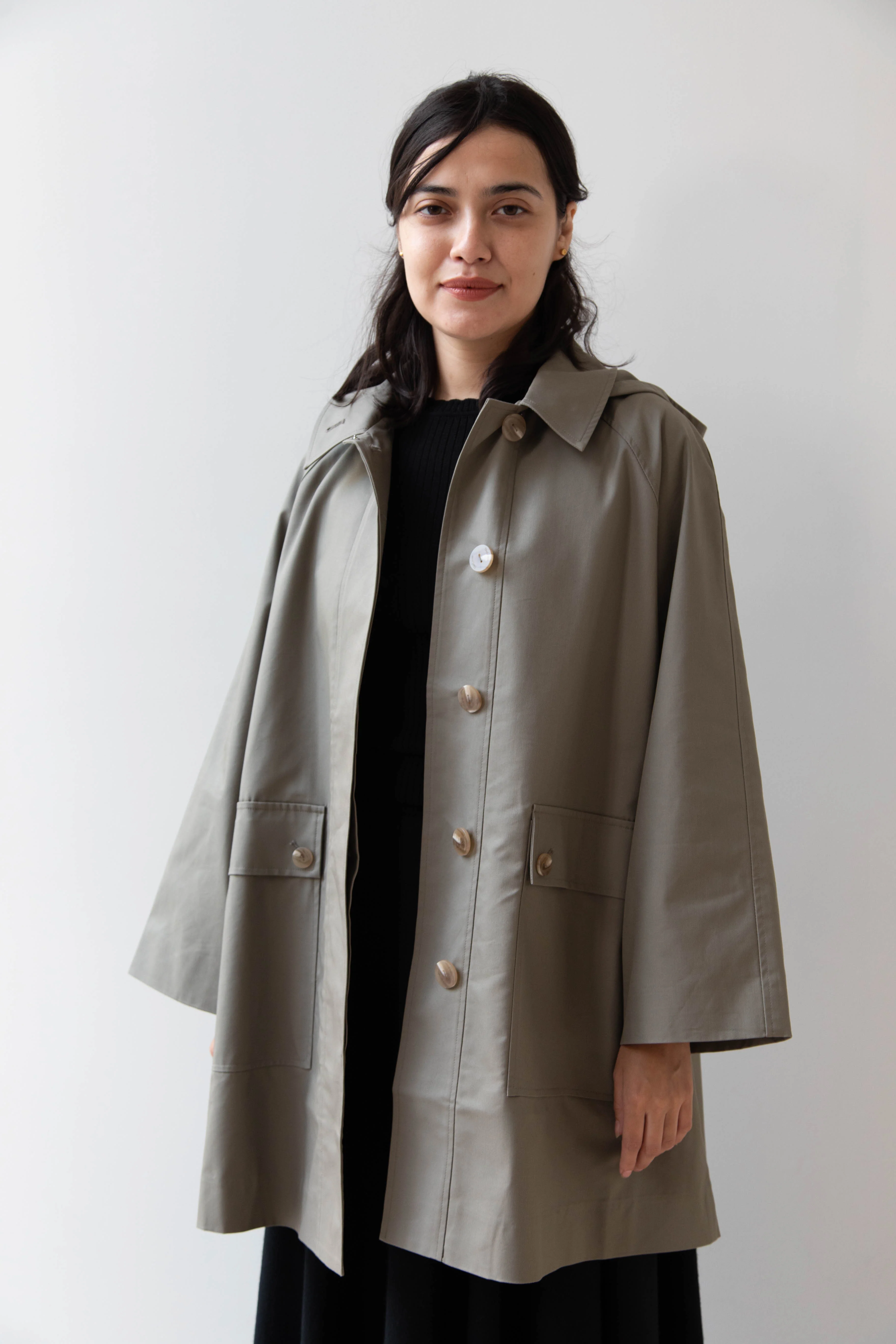 The Loom | Cotton Hooded Coat in Khaki - Image 16