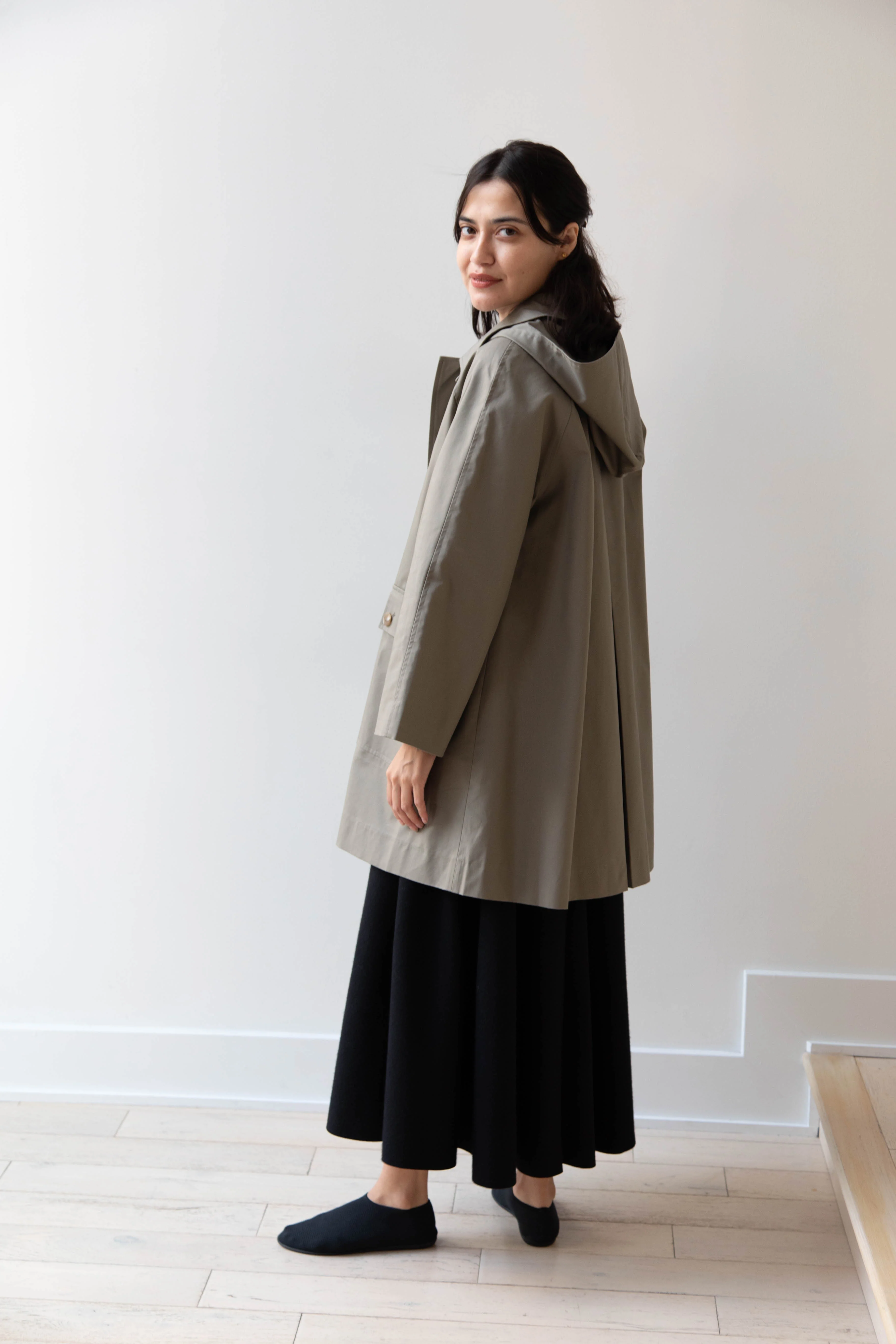 The Loom | Cotton Hooded Coat in Khaki - Image 17