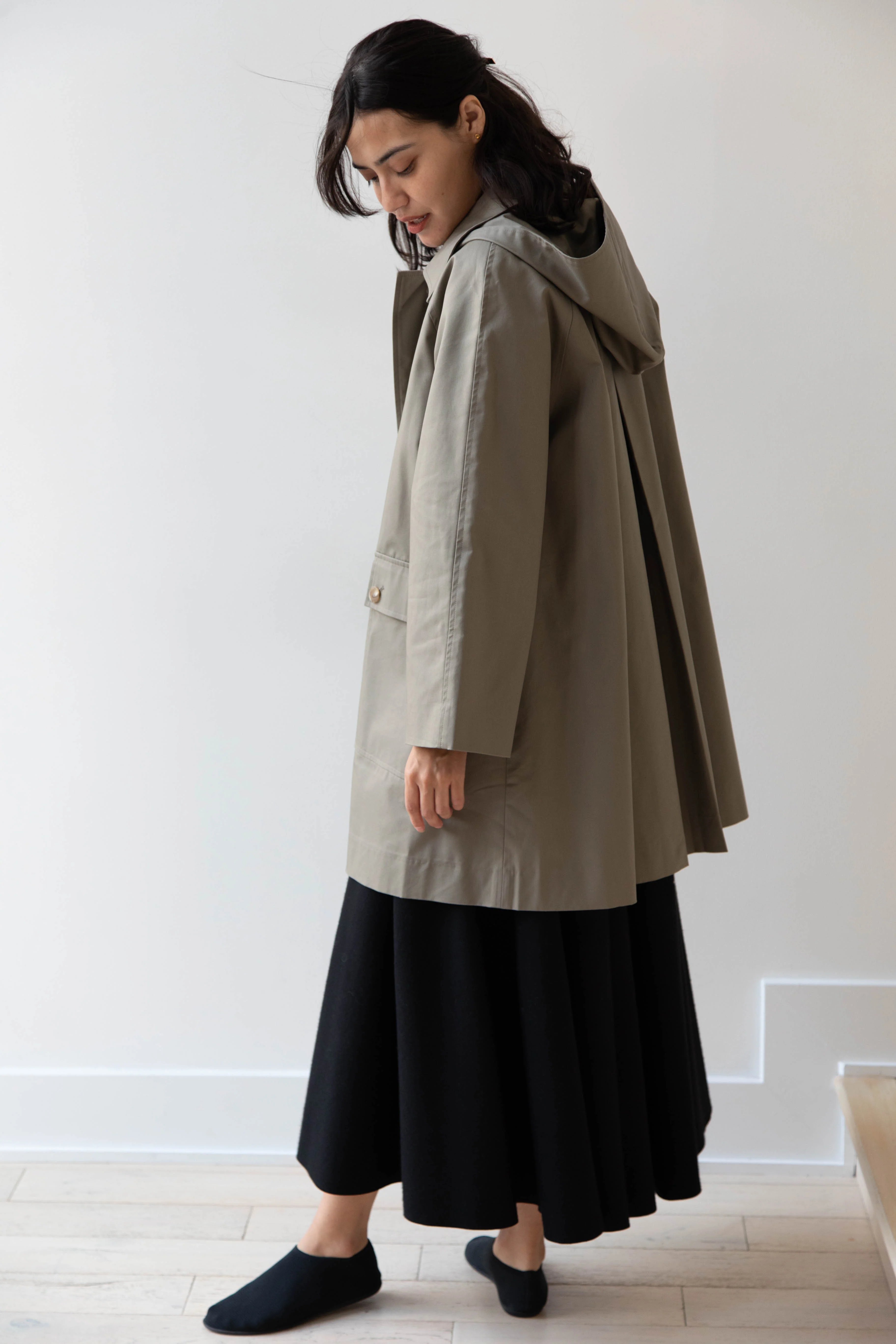 The Loom | Cotton Hooded Coat in Khaki - Image 18
