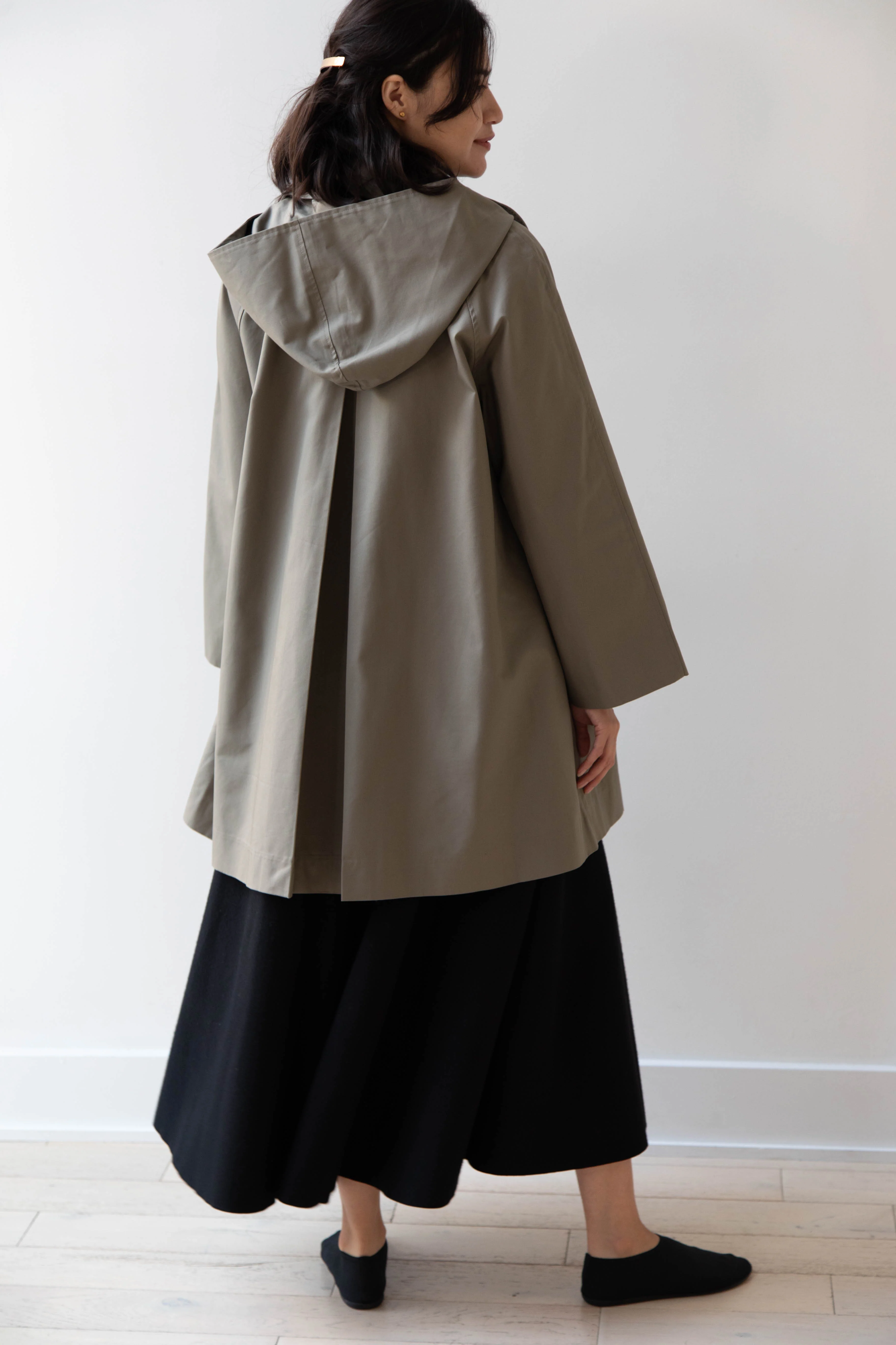 The Loom | Cotton Hooded Coat in Khaki - Image 20
