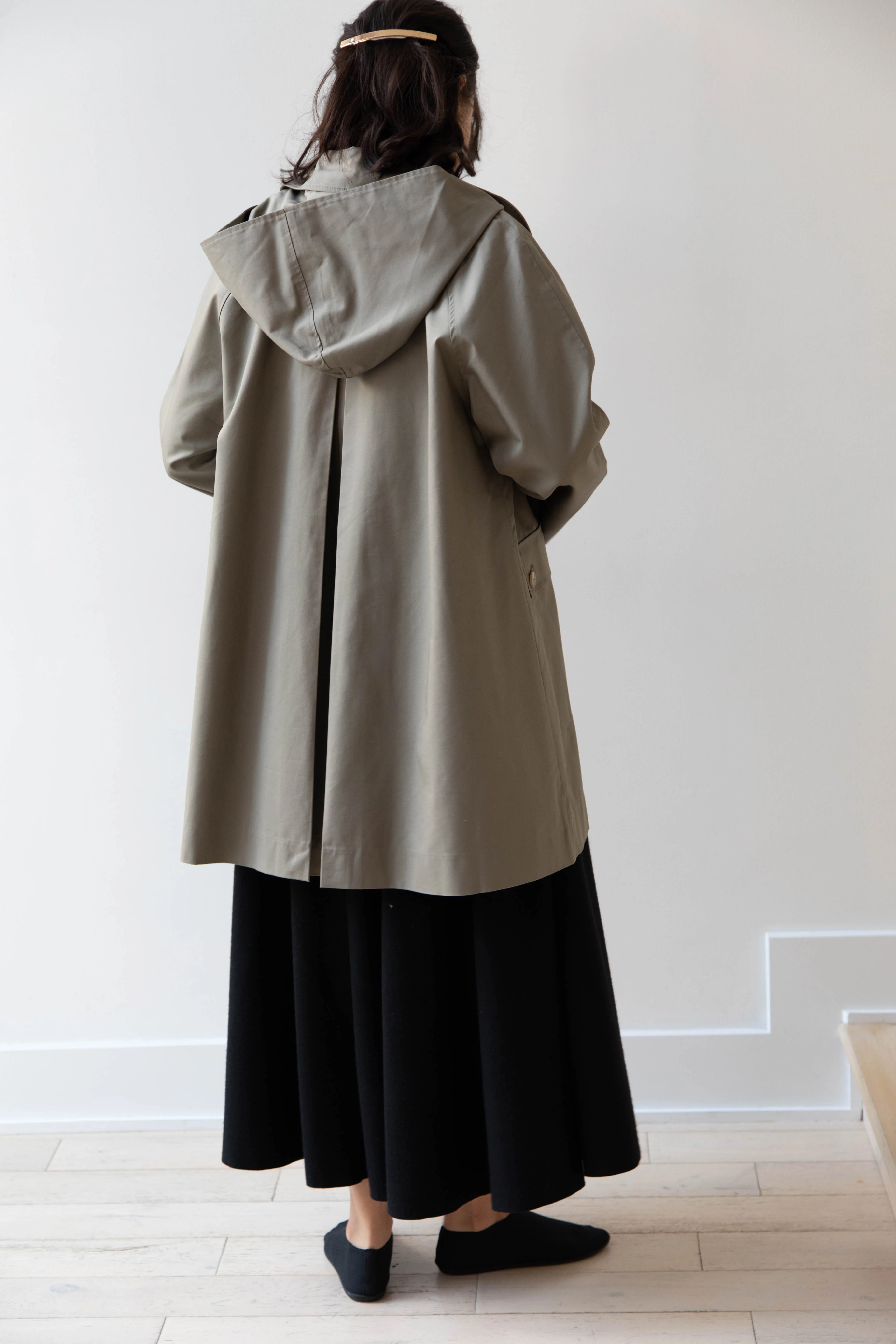 The Loom | Cotton Hooded Coat in Khaki - Image 21