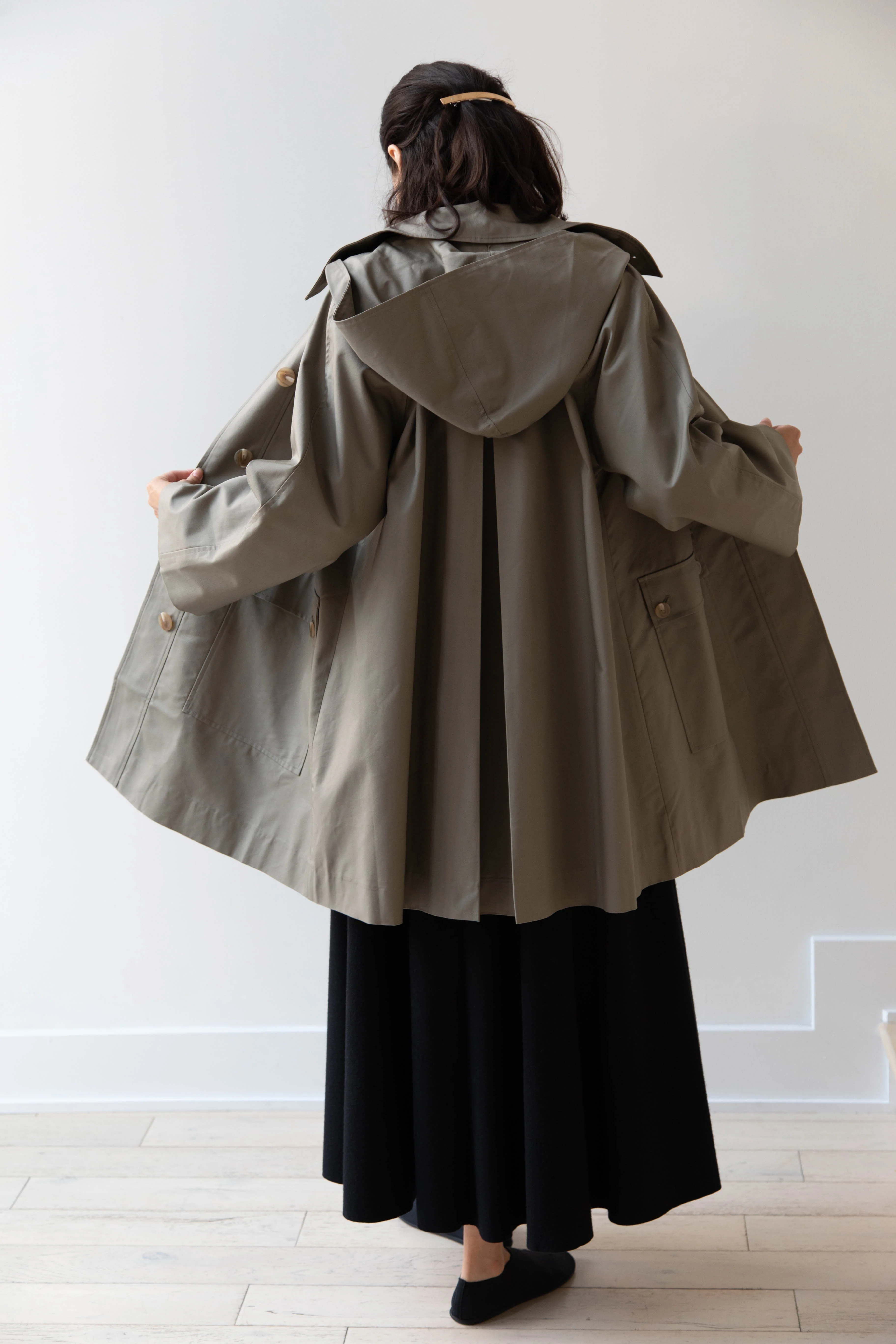 The Loom | Cotton Hooded Coat in Khaki - Image 22