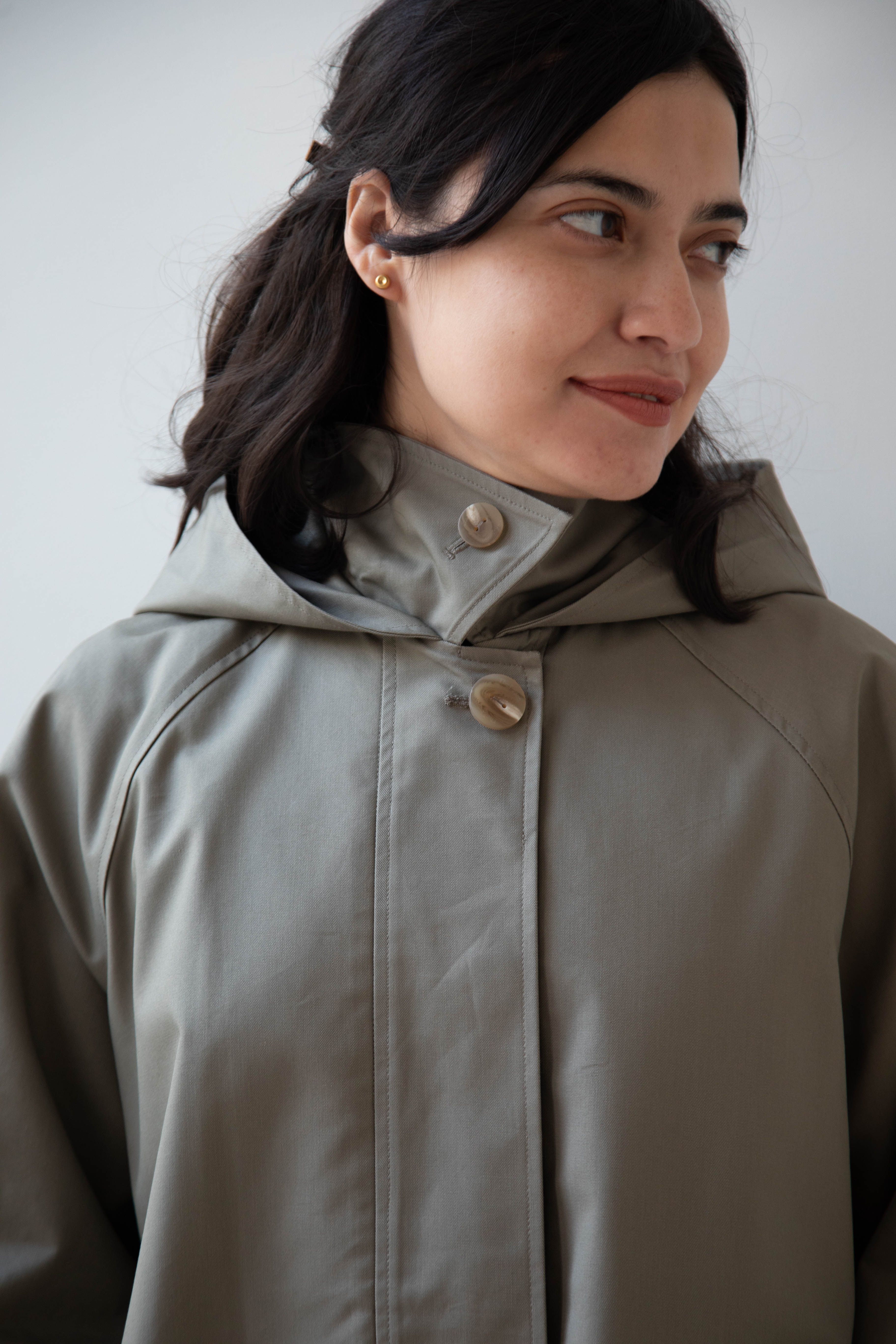 The Loom | Cotton Hooded Coat in Khaki - Image 29
