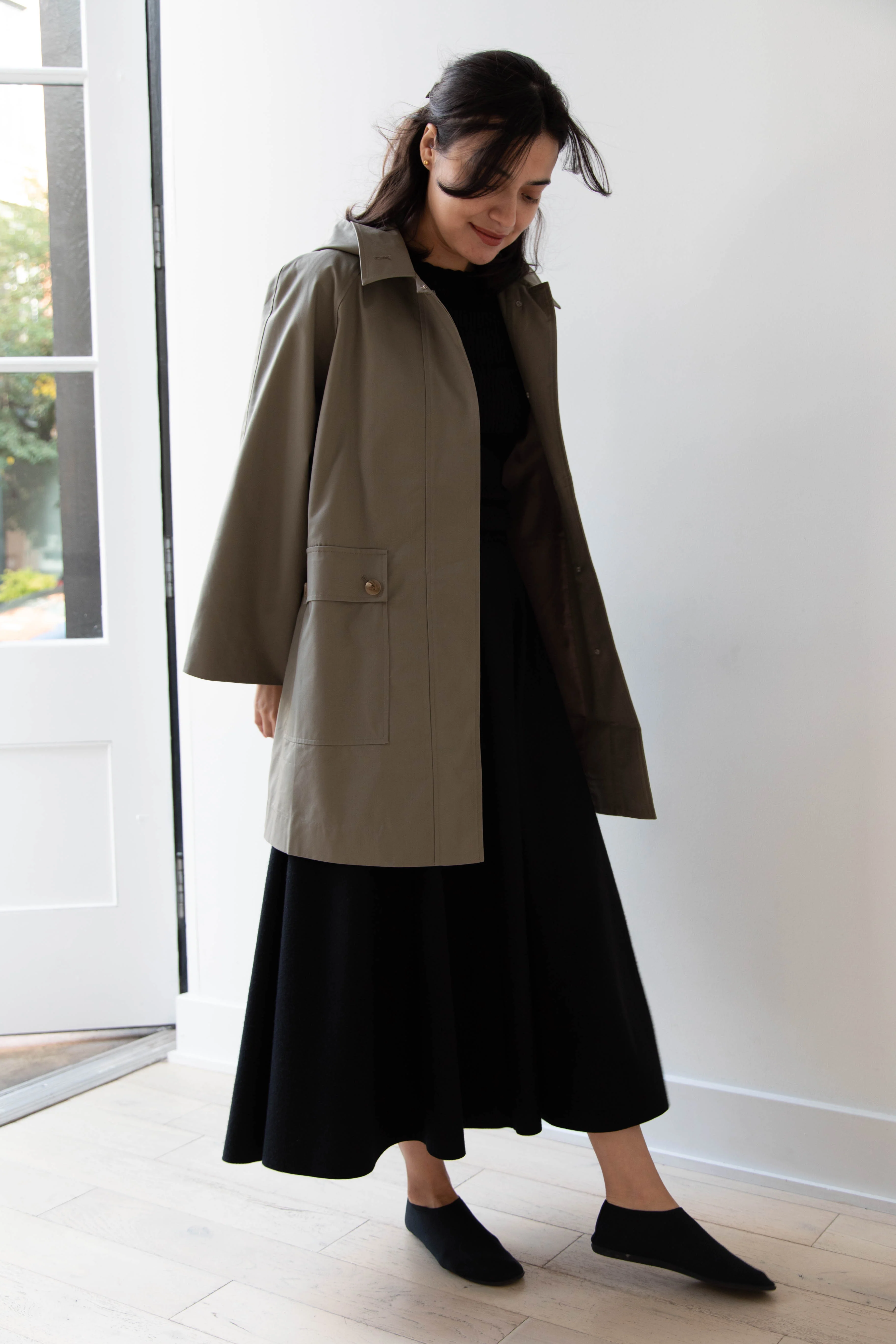 The Loom | Cotton Hooded Coat in Khaki - Image 30