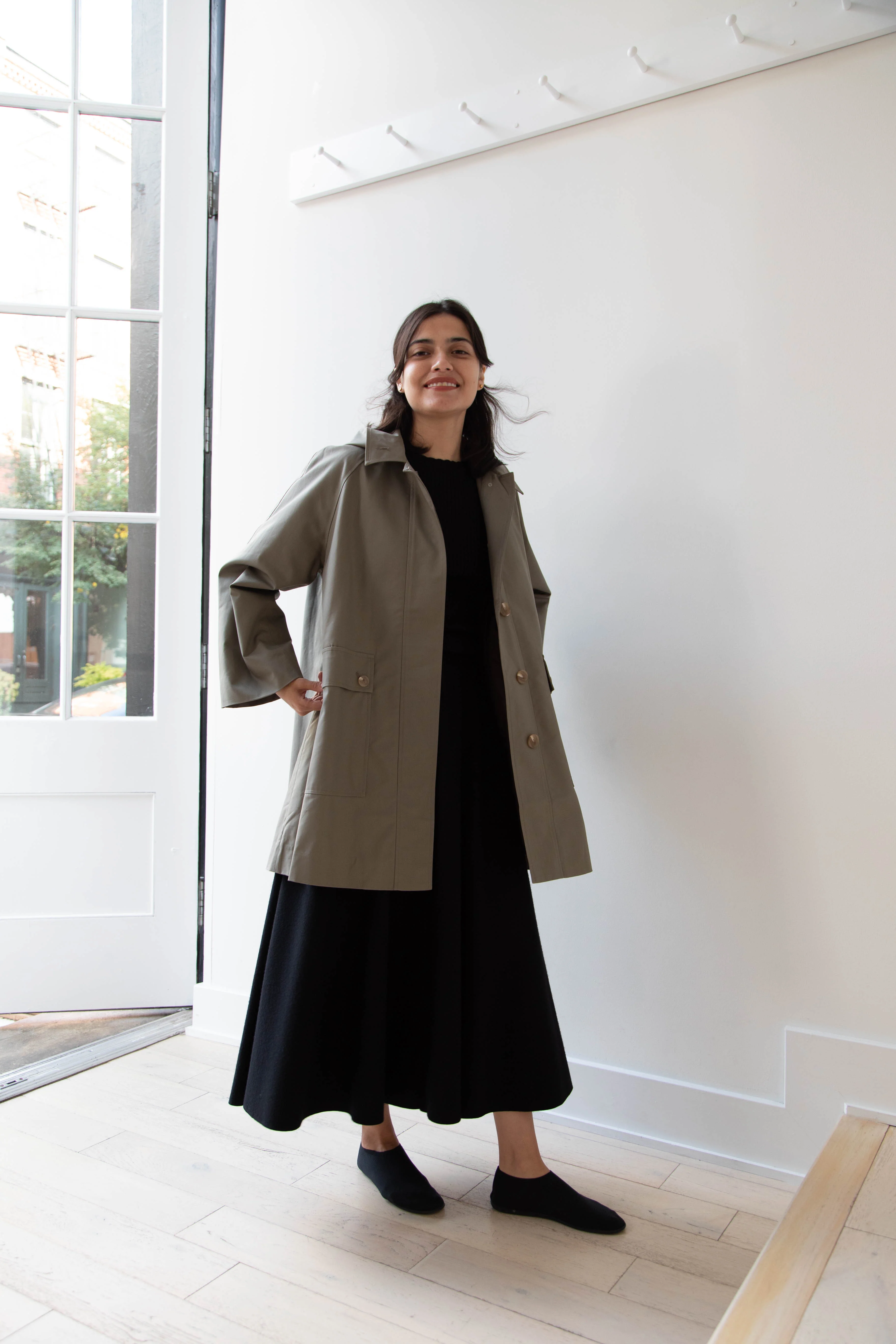 The Loom | Cotton Hooded Coat in Khaki - Image 31