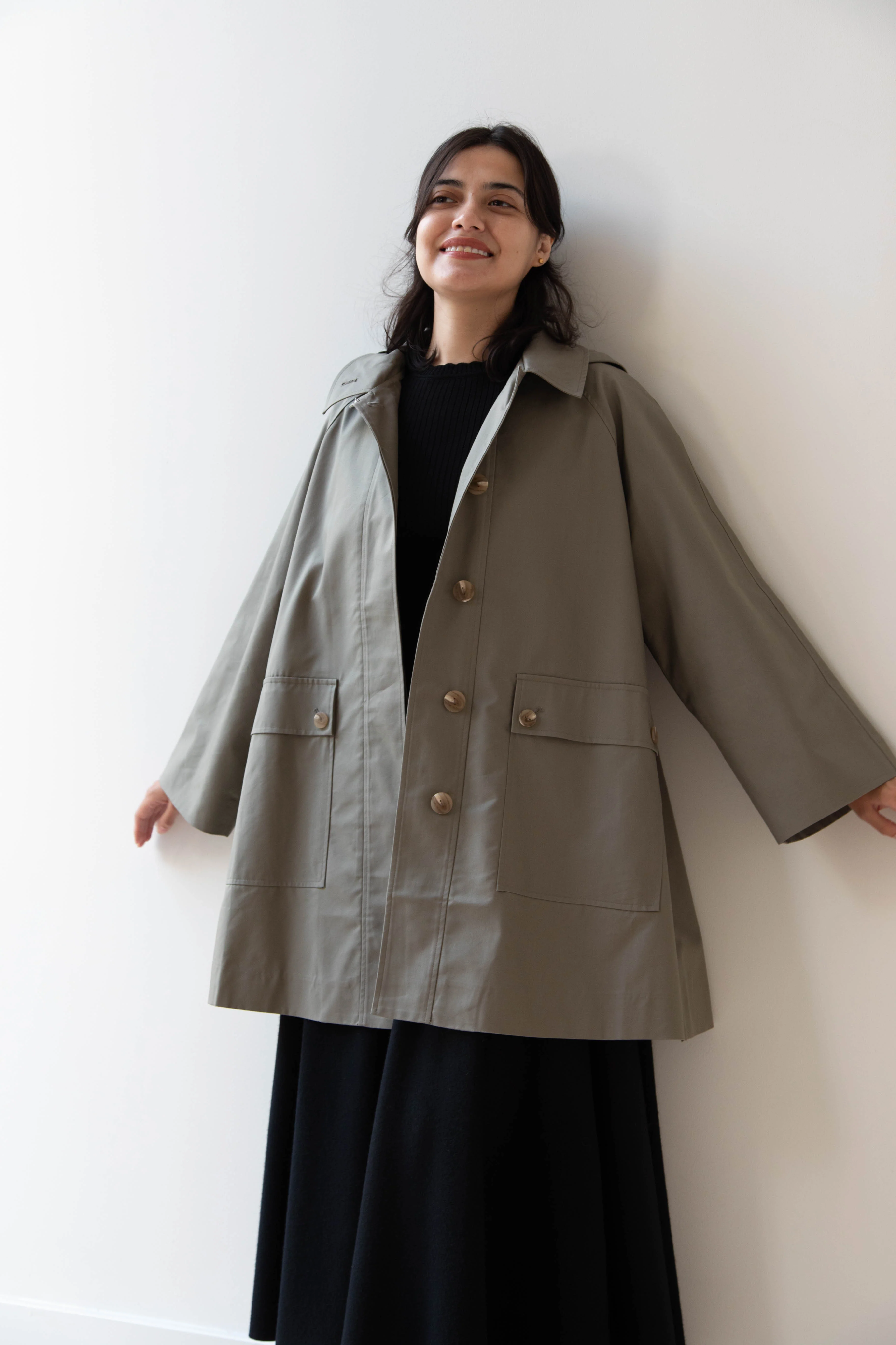 The Loom | Cotton Hooded Coat in Khaki - Image 32