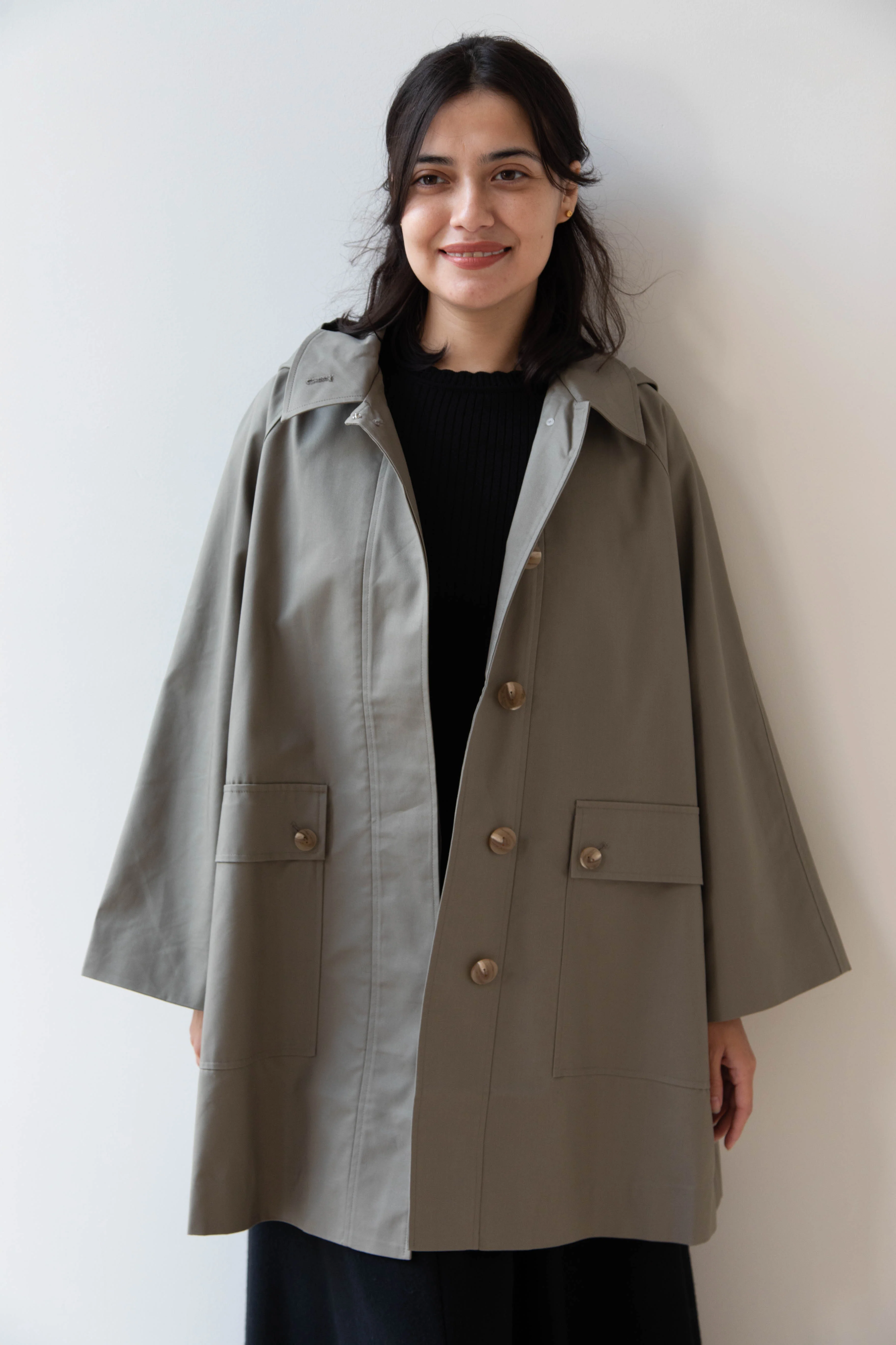 The Loom | Cotton Hooded Coat in Khaki - Image 33