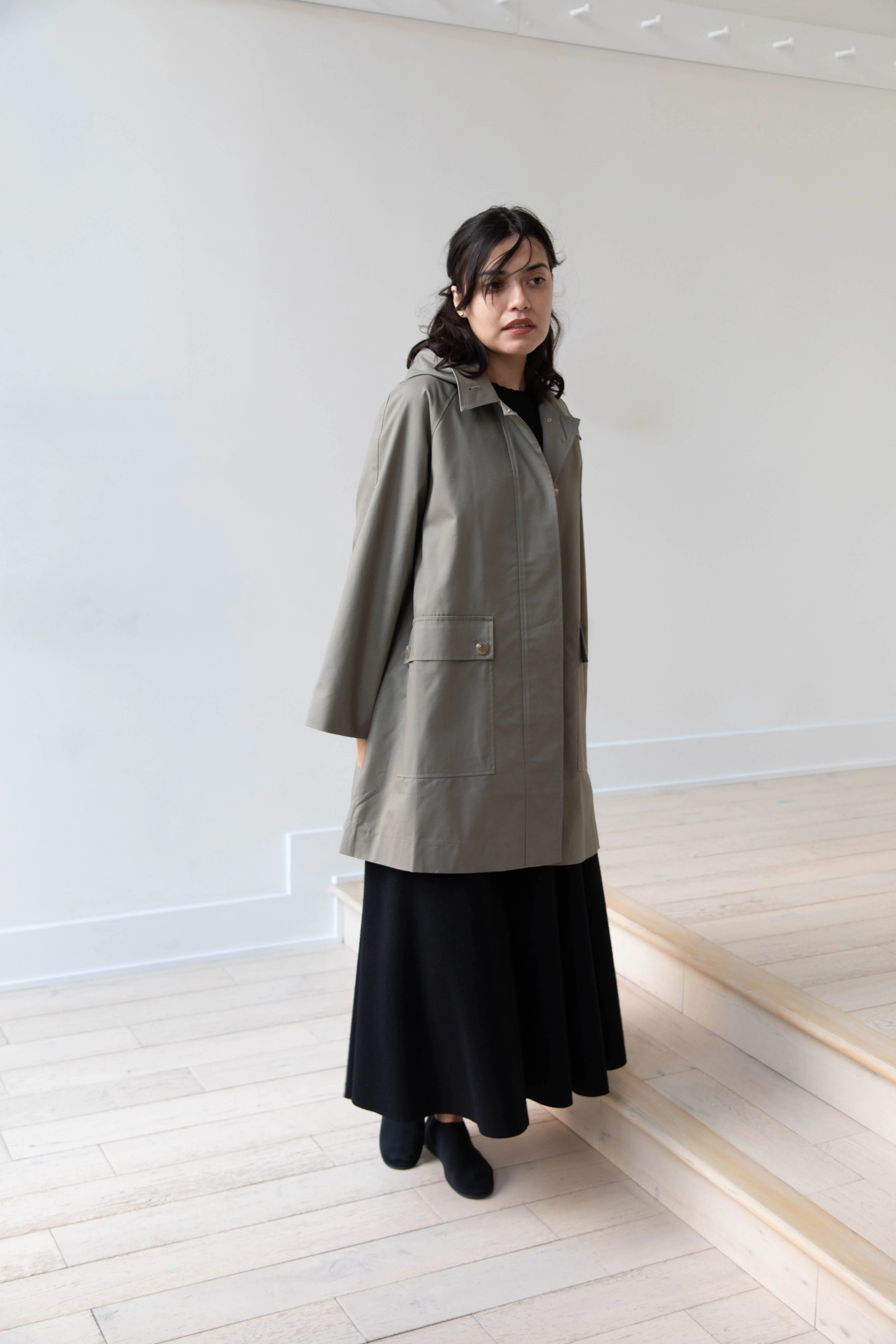 The Loom | Cotton Hooded Coat in Khaki - Image 34