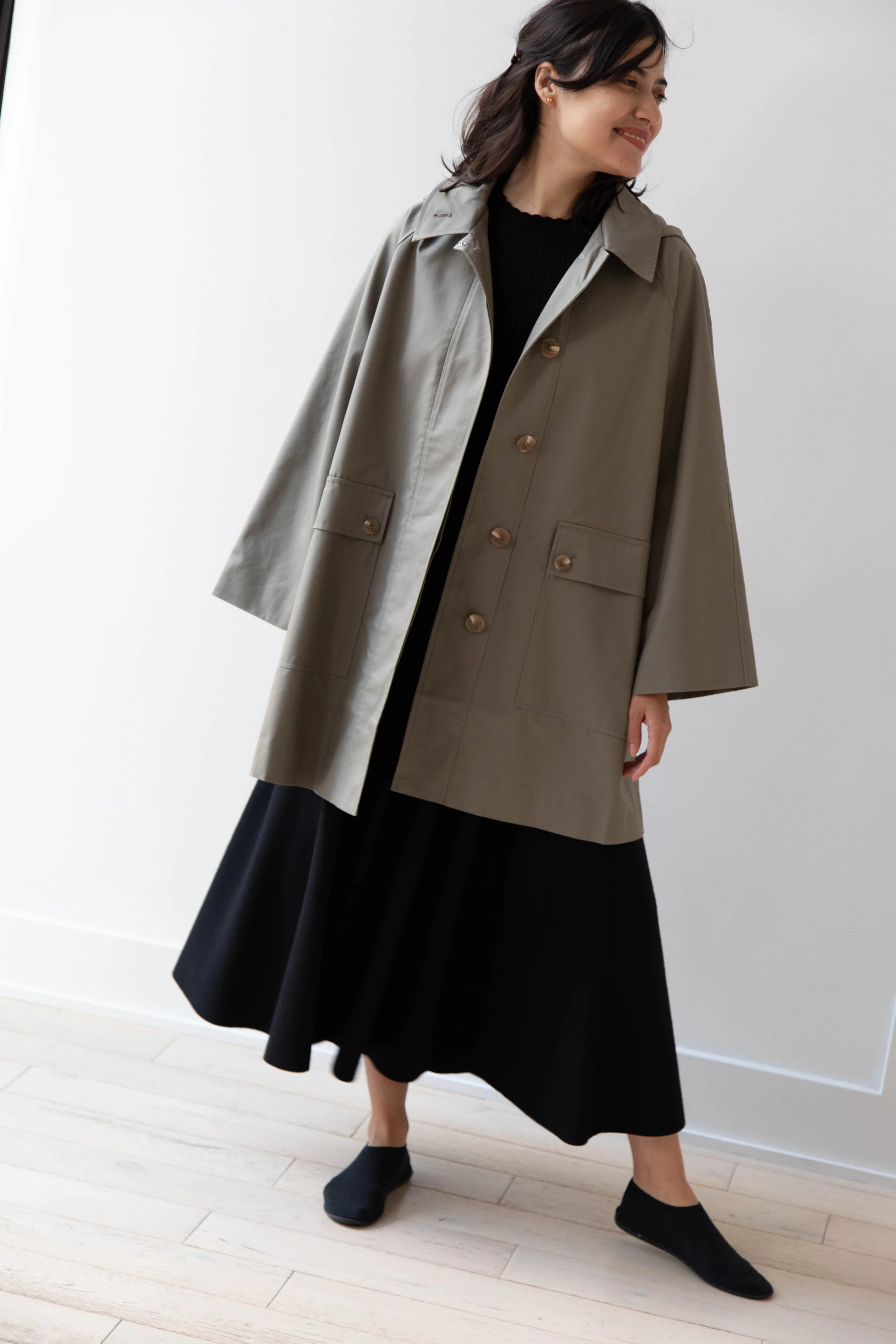 The Loom | Cotton Hooded Coat in Khaki - Image 36