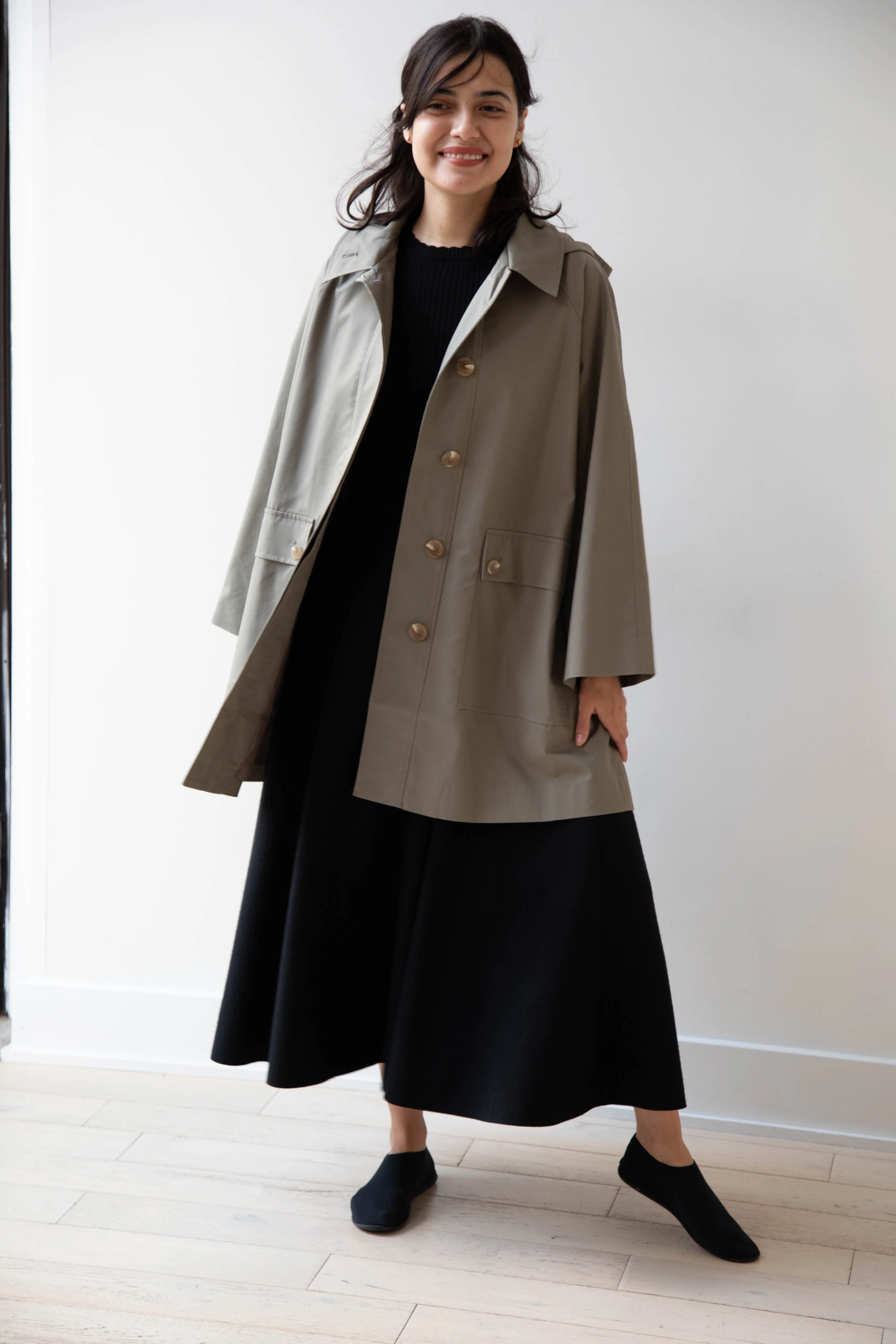 The Loom | Cotton Hooded Coat in Khaki - Image 37