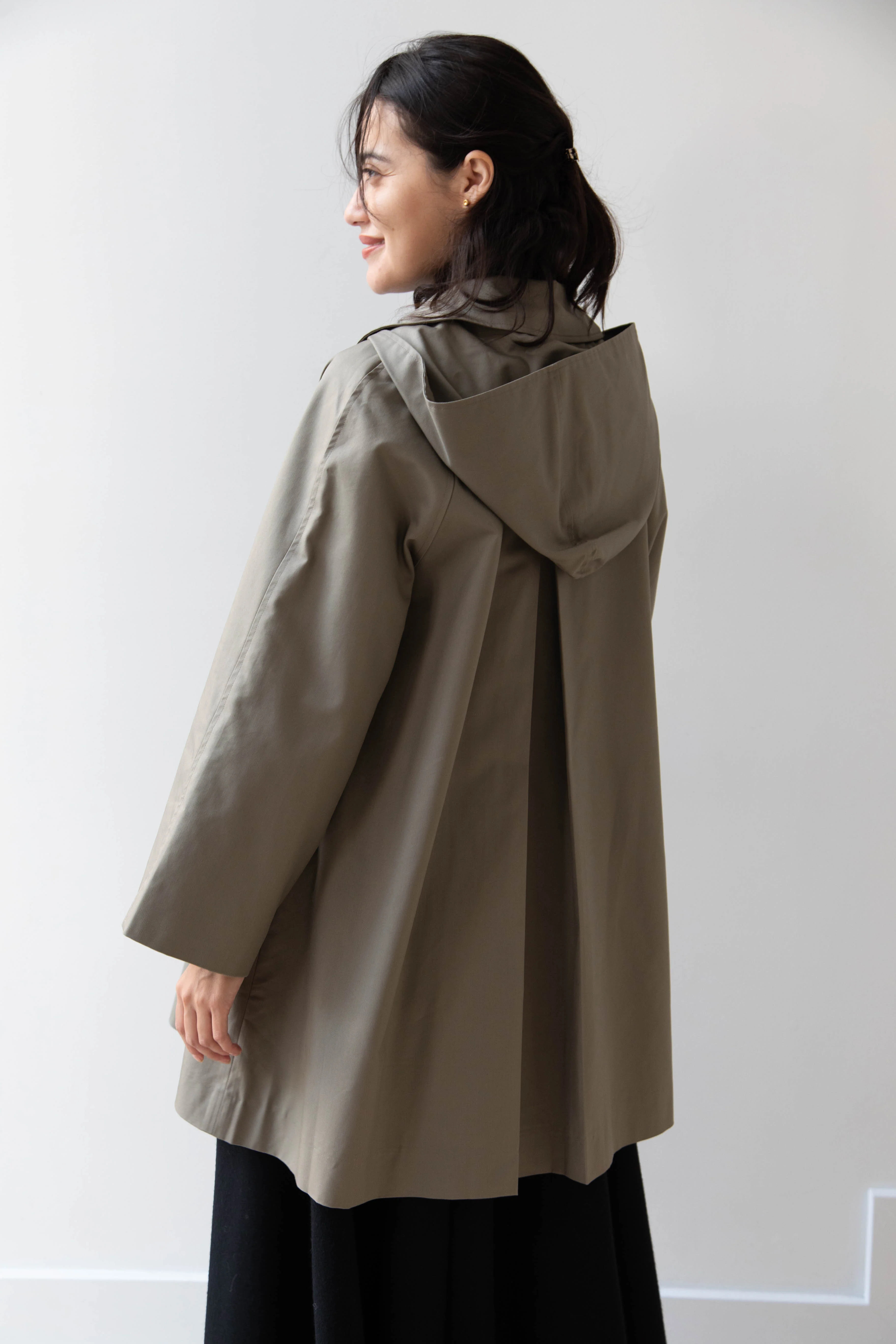 The Loom | Cotton Hooded Coat in Khaki - Image 39