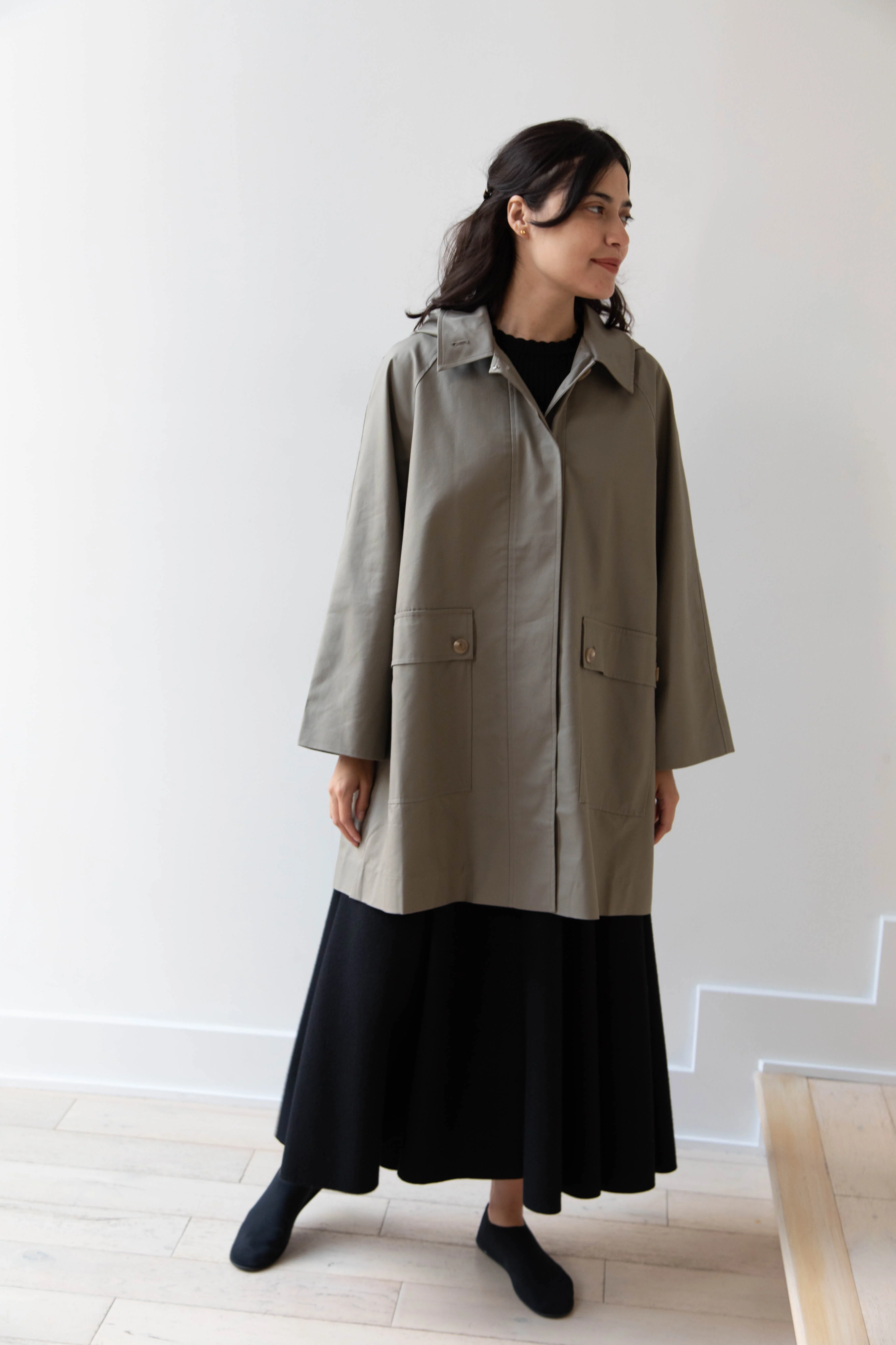 The Loom | Cotton Hooded Coat in Khaki - Image 41