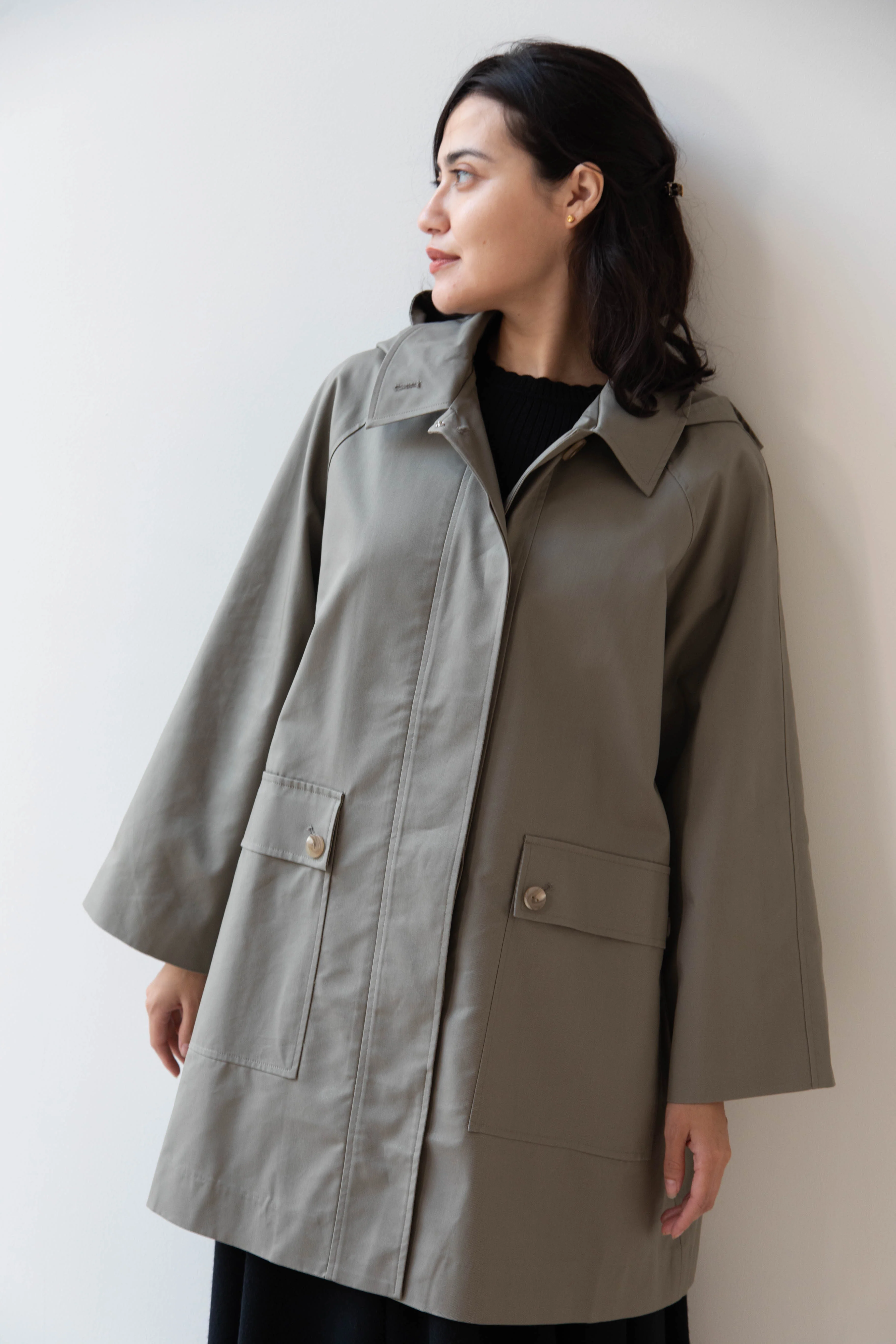 The Loom | Cotton Hooded Coat in Khaki - Image 47