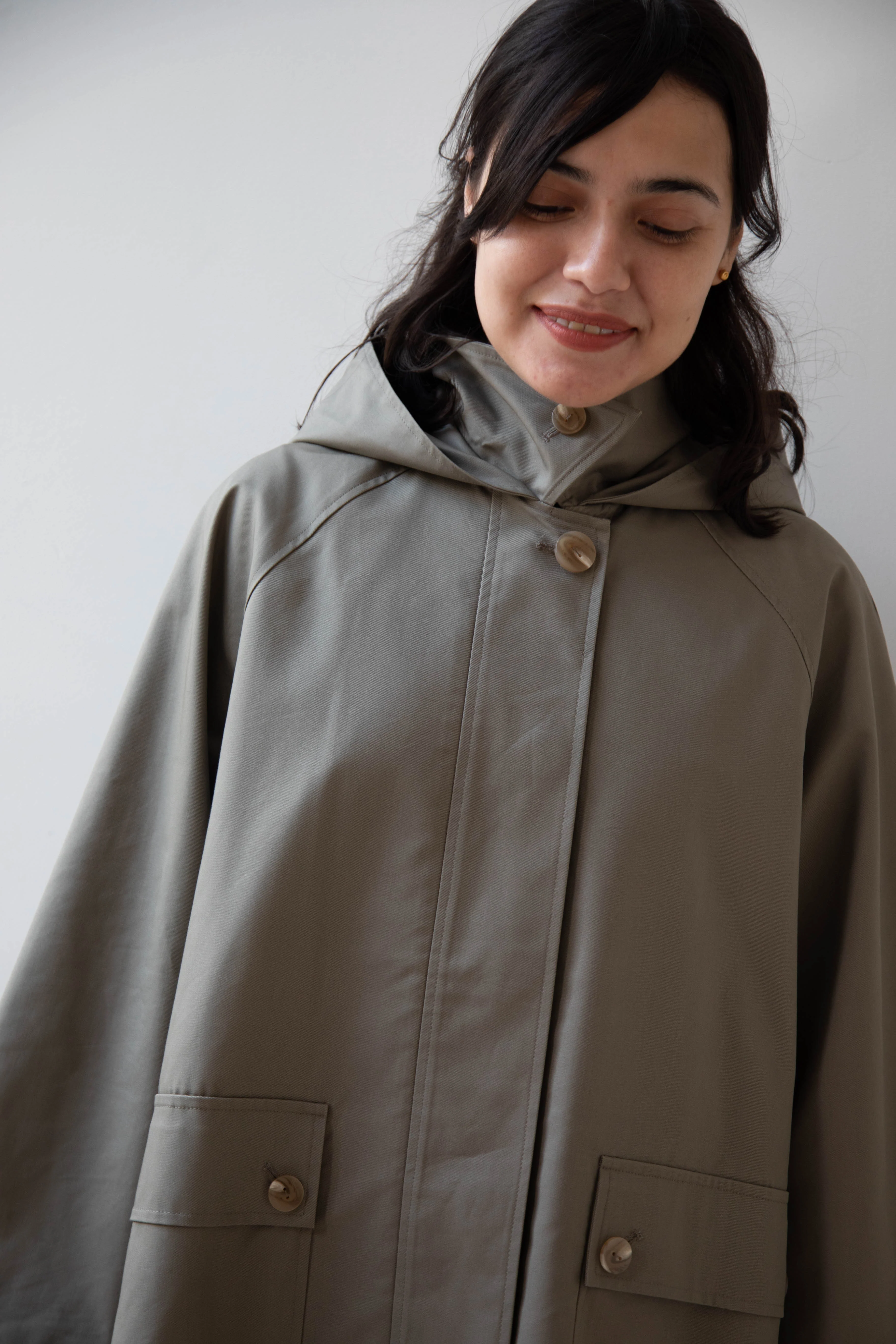 The Loom | Cotton Hooded Coat in Khaki - Image 48