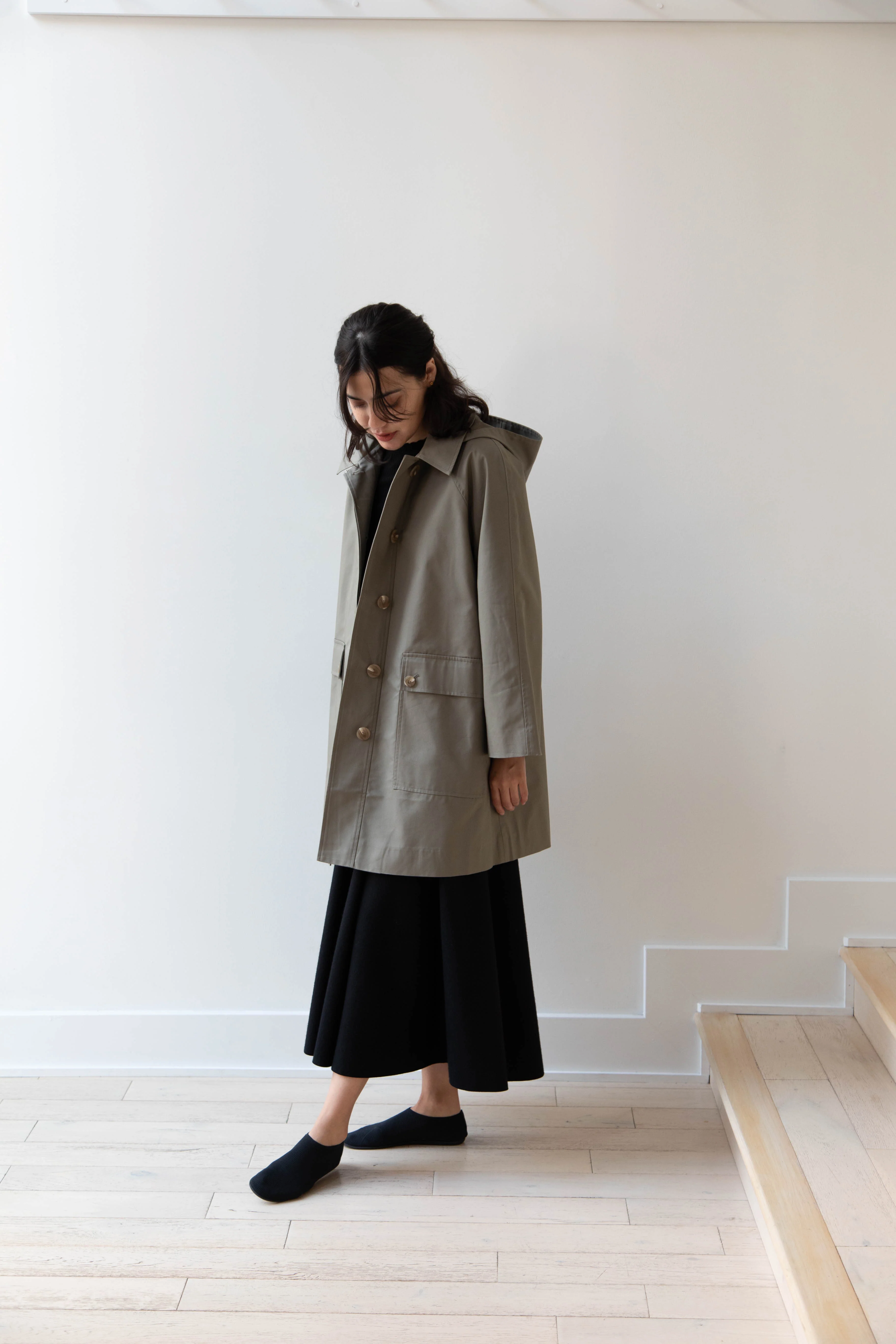 The Loom | Cotton Hooded Coat in Khaki - Image 5