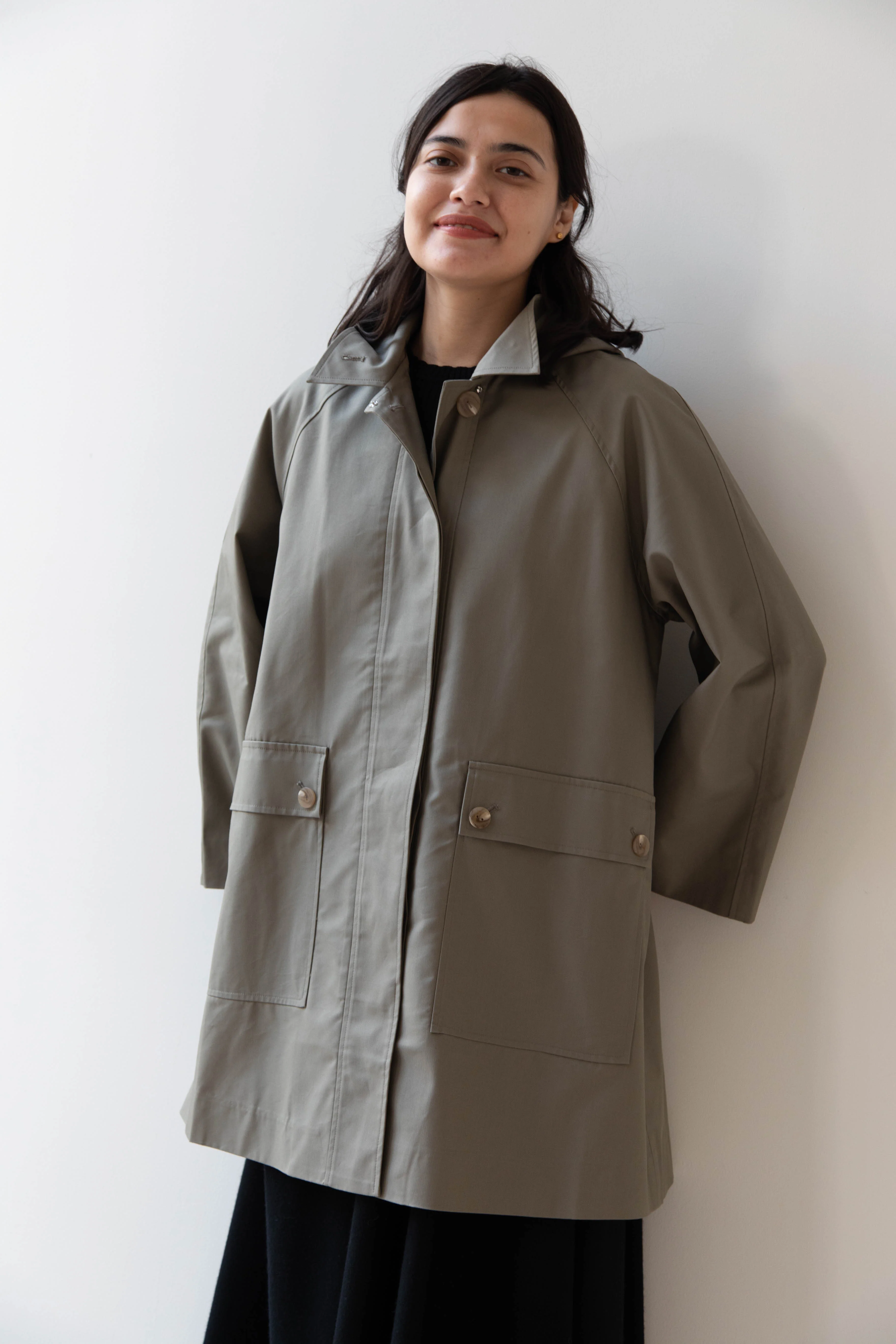 The Loom | Cotton Hooded Coat in Khaki - Image 53
