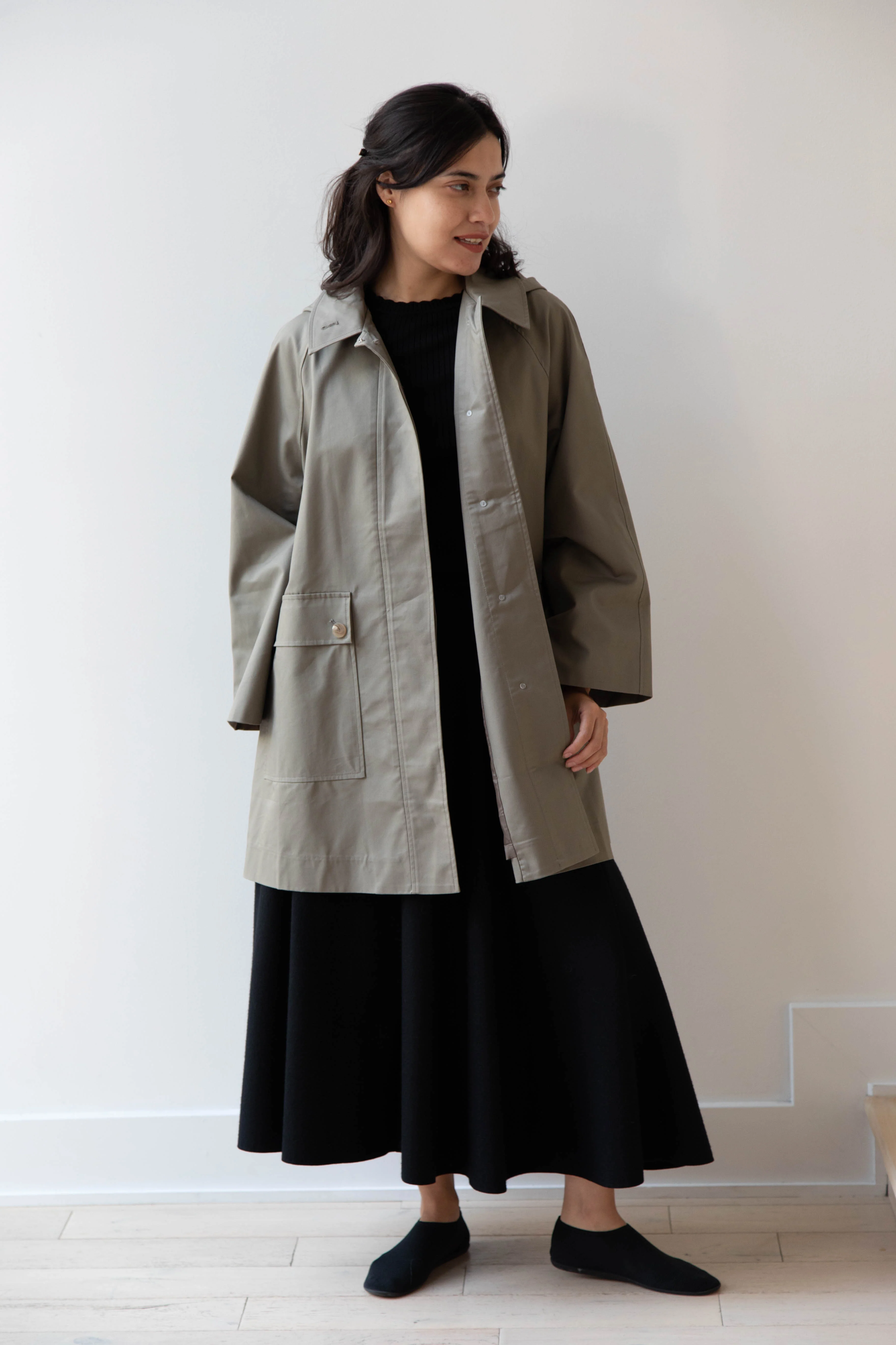 The Loom | Cotton Hooded Coat in Khaki - Image 55