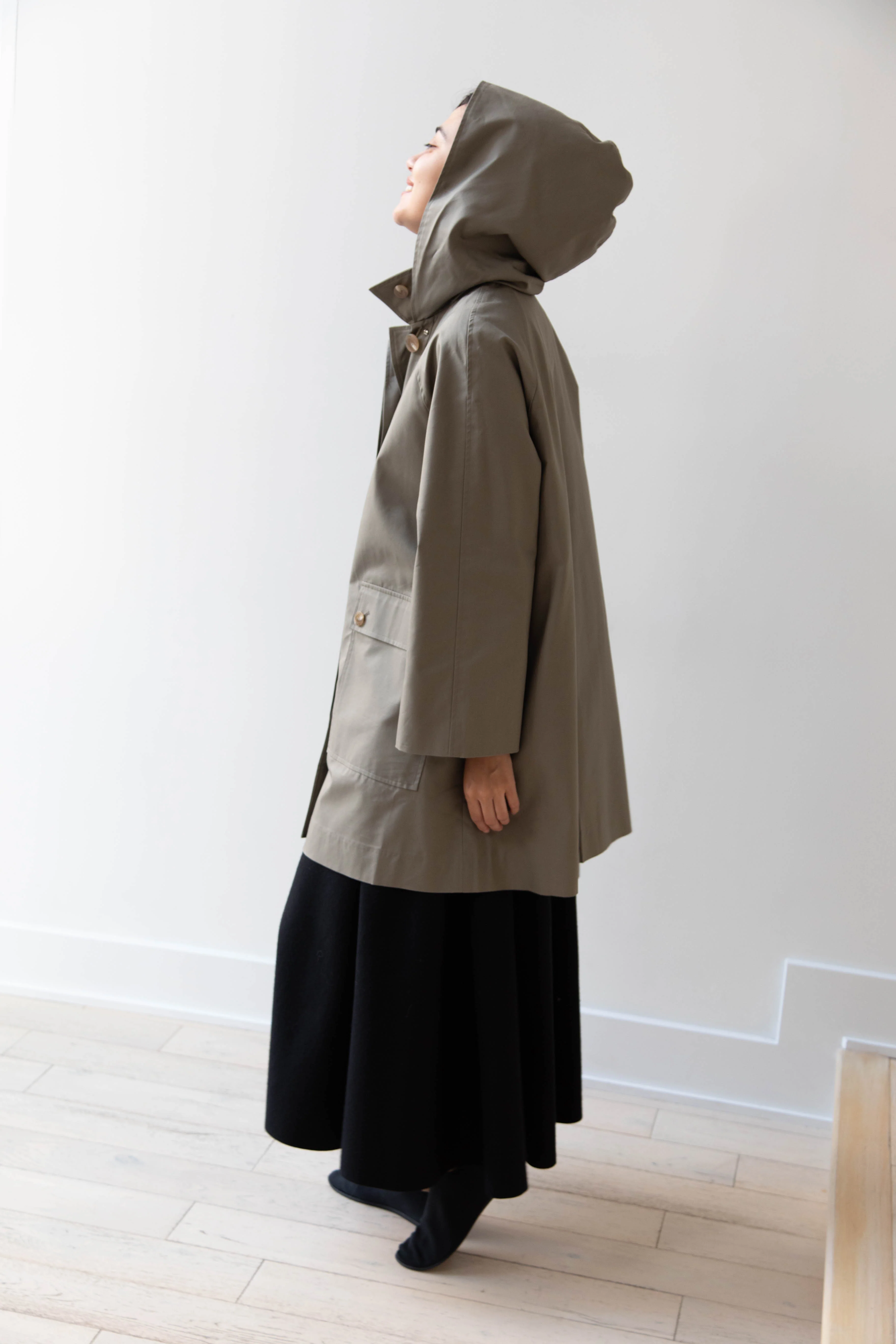The Loom | Cotton Hooded Coat in Khaki - Image 6